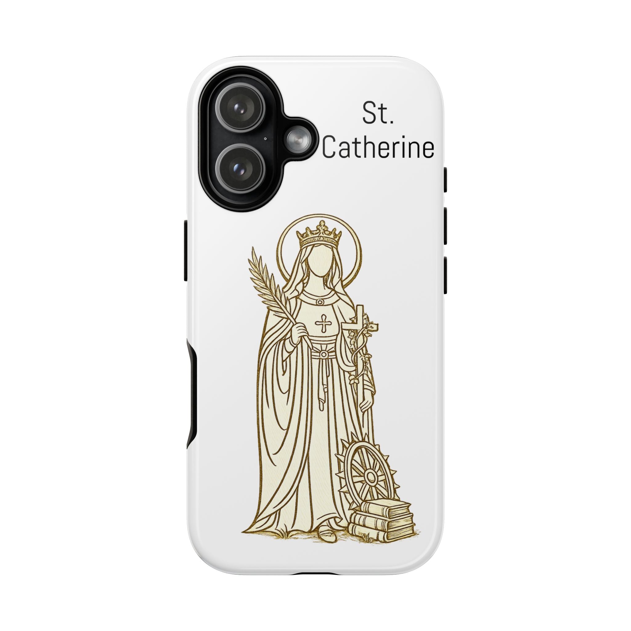 St. Catherine Phone Case — Gold Line Art Religious iPhone Cover