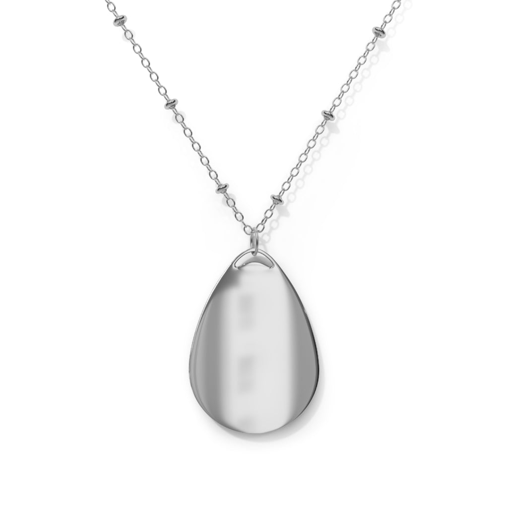 Saint catherine Oval Religious Necklace — Silver Teardrop Medal Pendant