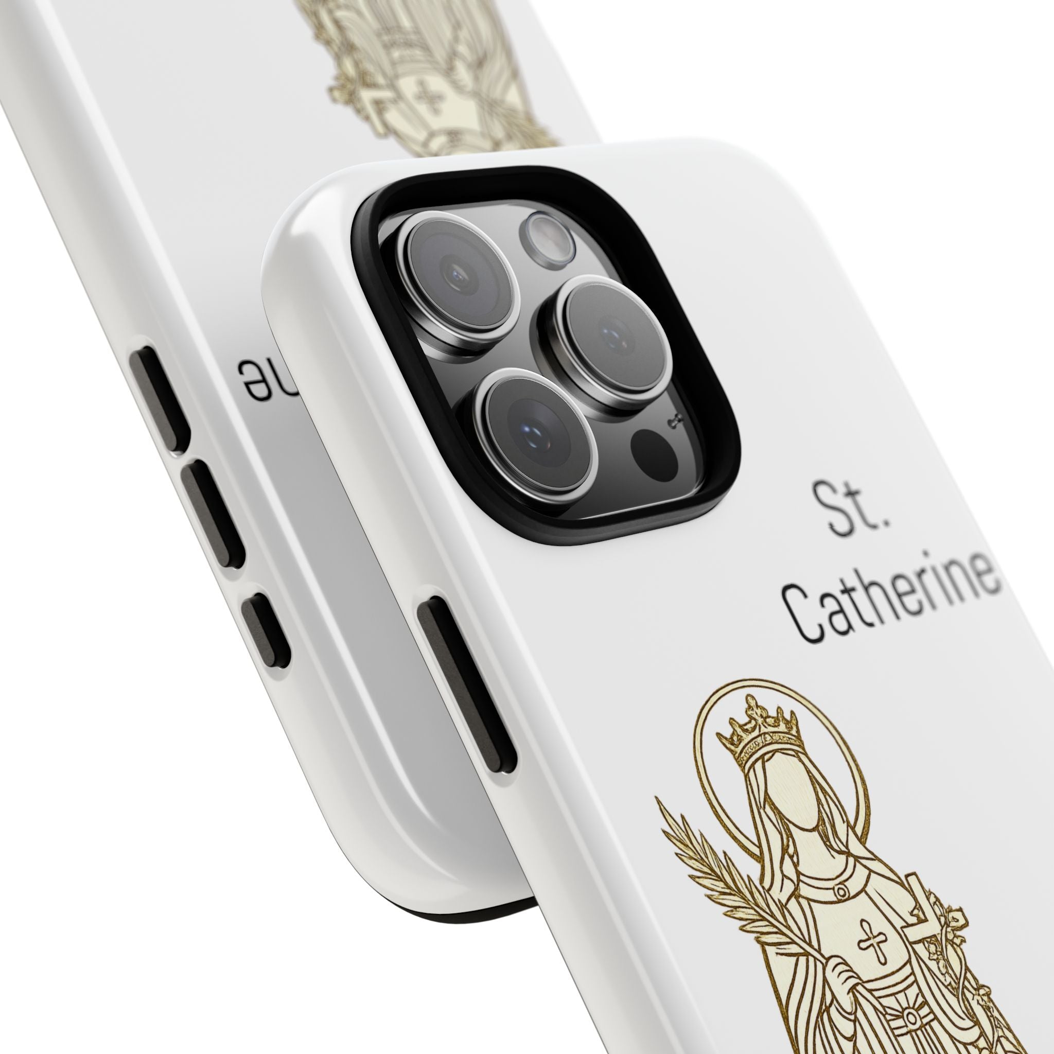 St. Catherine Phone Case — Gold Line Art Religious iPhone Cover