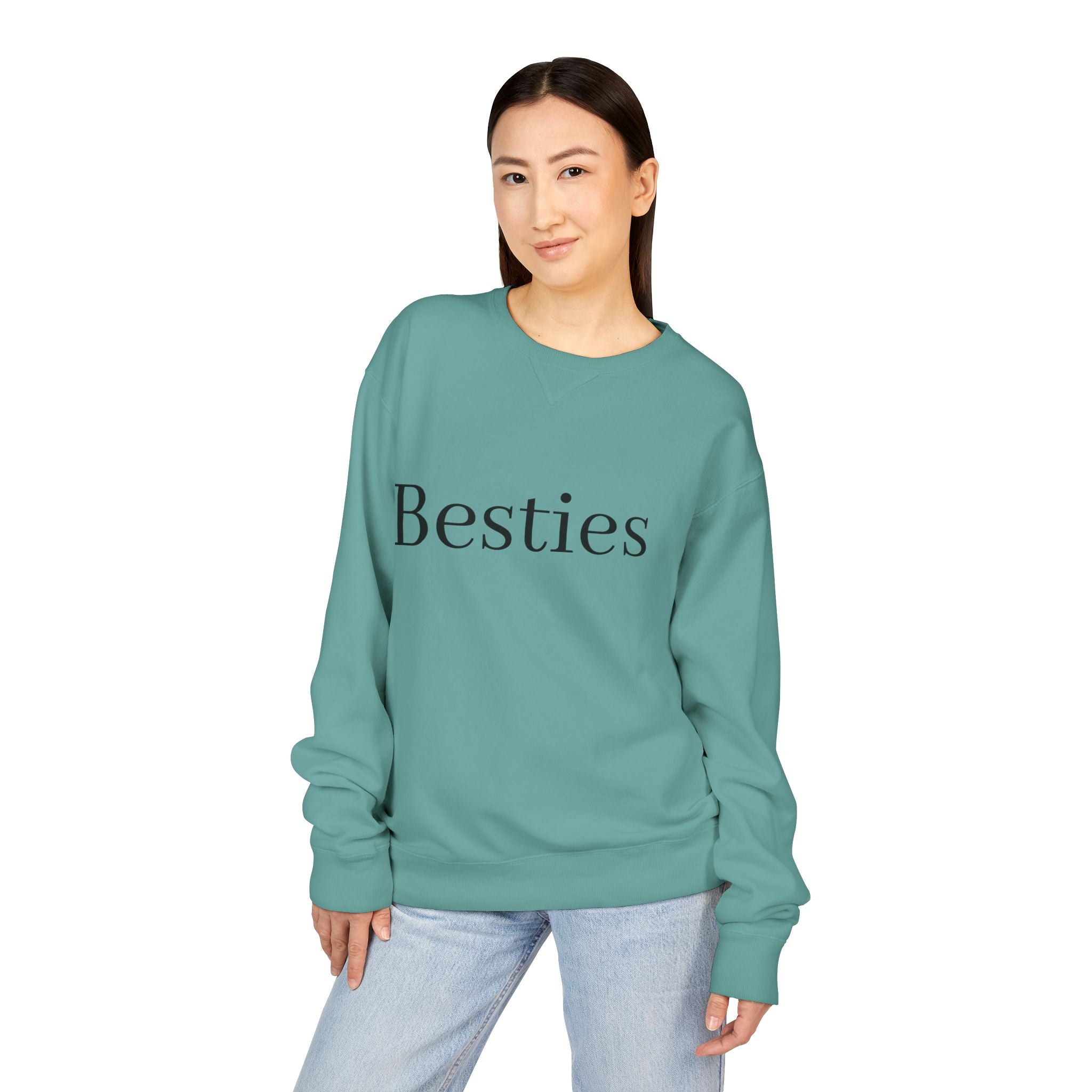 Besties Crewneck Sweatshirt — "Besties" Front & Proverbs 27:9 Back