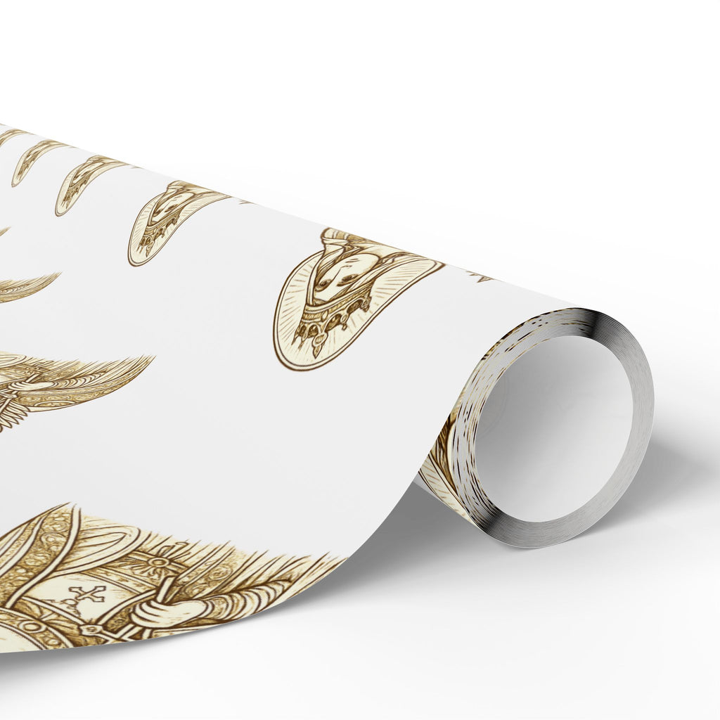 st. catherine Pattern Gift Wrap — Gold Wrapping Paper Roll for Christmas