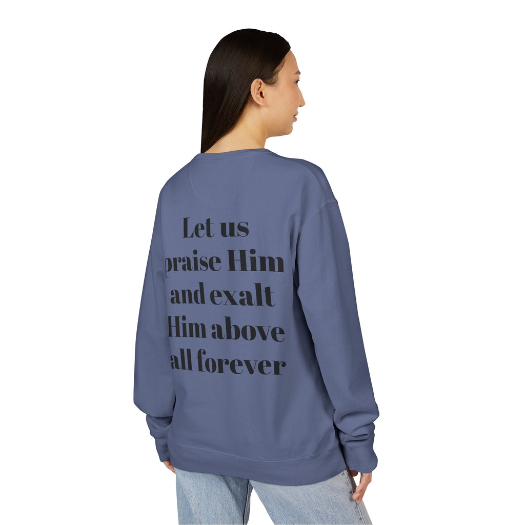 Praise Crewneck Sweatshirt — "Tasbeha Core" with Back Scripture Quote