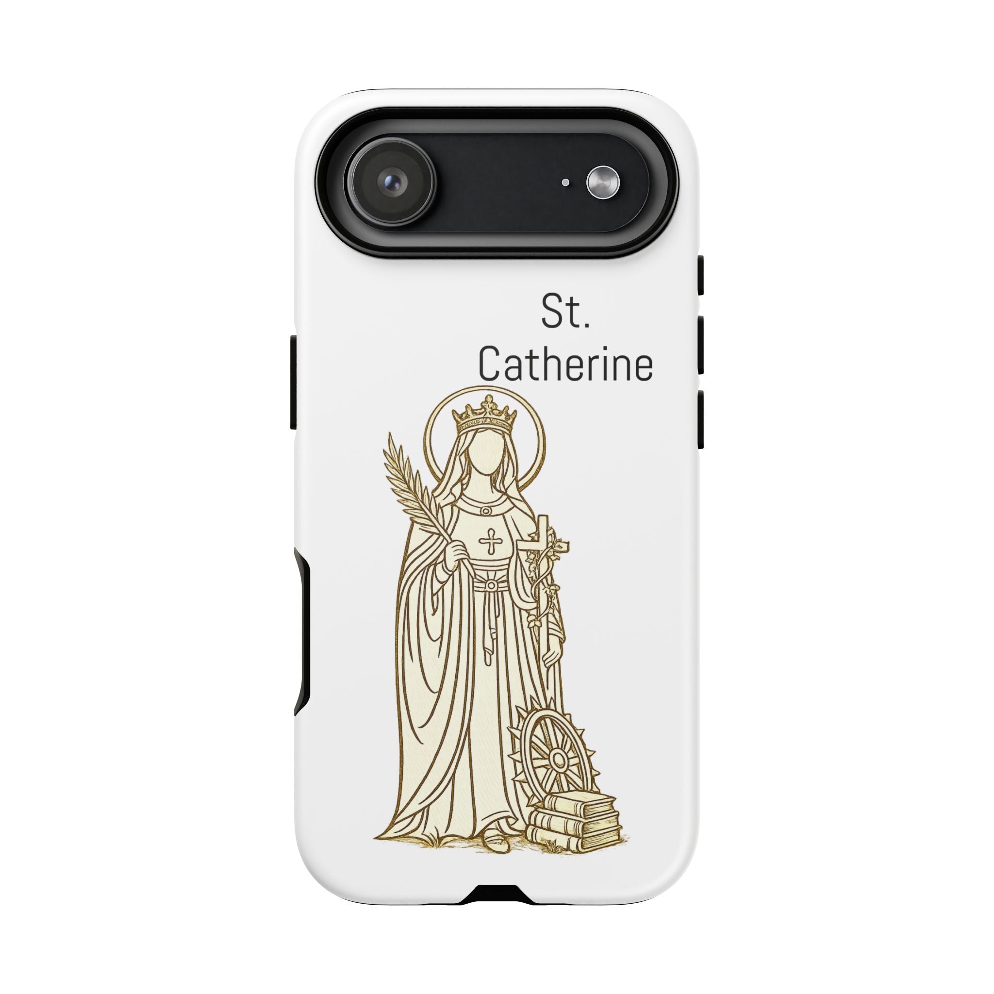St. Catherine Phone Case — Gold Line Art Religious iPhone Cover