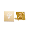 Gold Cross Cufflinks — Elegant Religious Wedding & Church Accessory