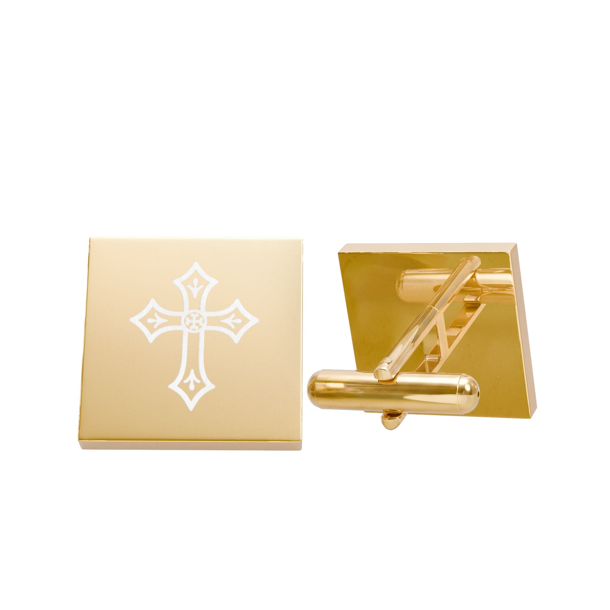 Gold Cross Cufflinks — Elegant Religious Wedding & Church Accessory