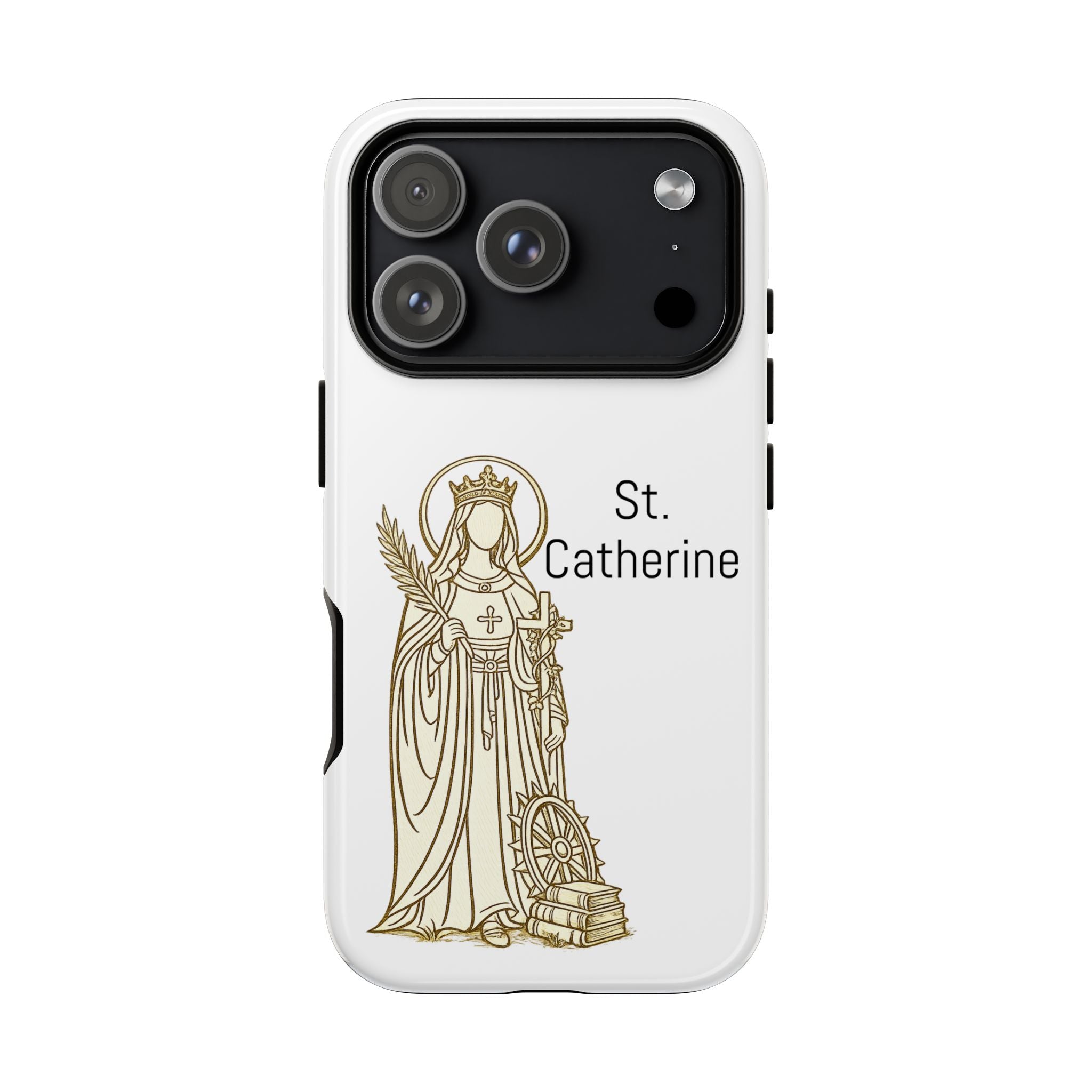 St. Catherine Phone Case — Gold Line Art Religious iPhone Cover