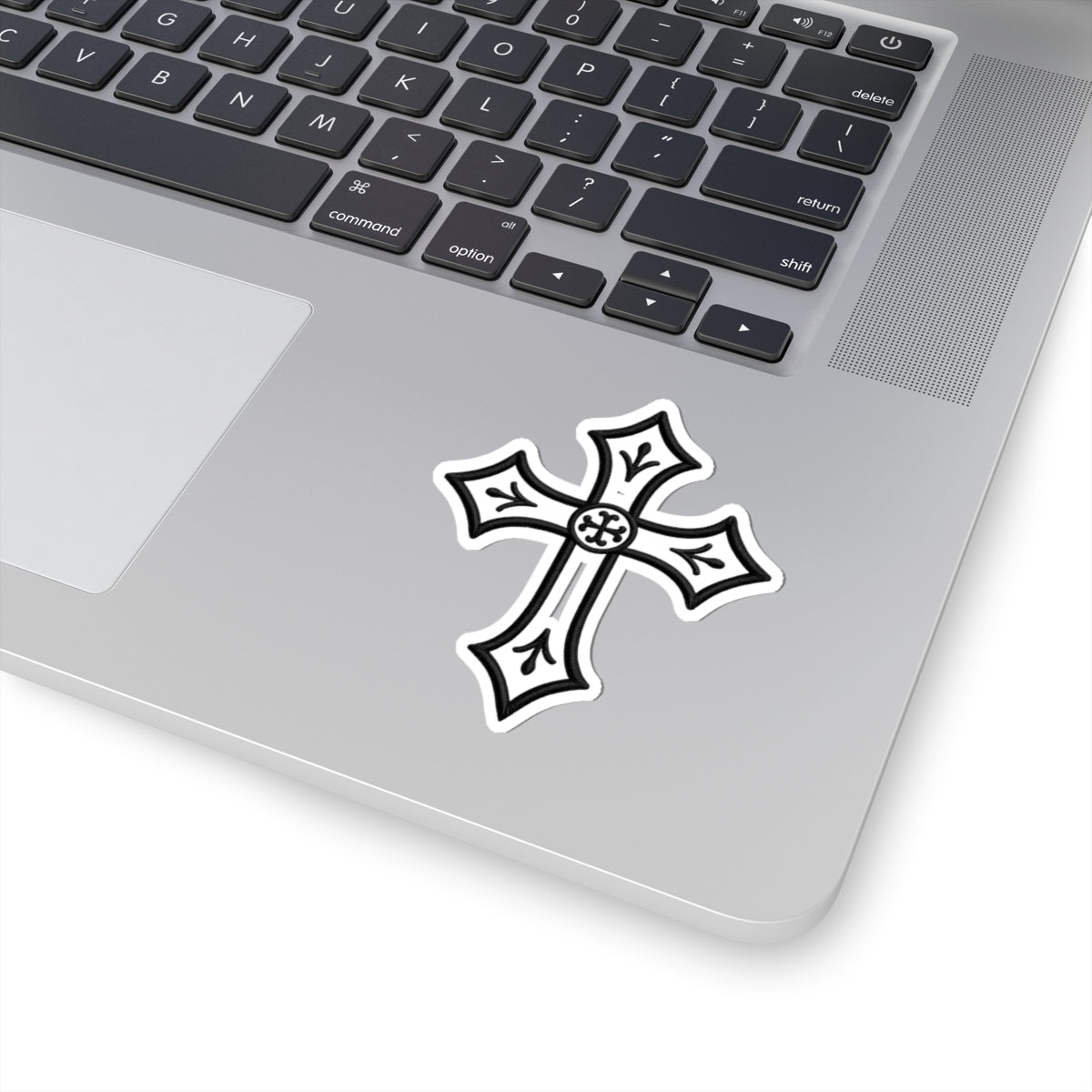 Decorative Cross Sticker — Black Line Christian Kiss-Cut Decal