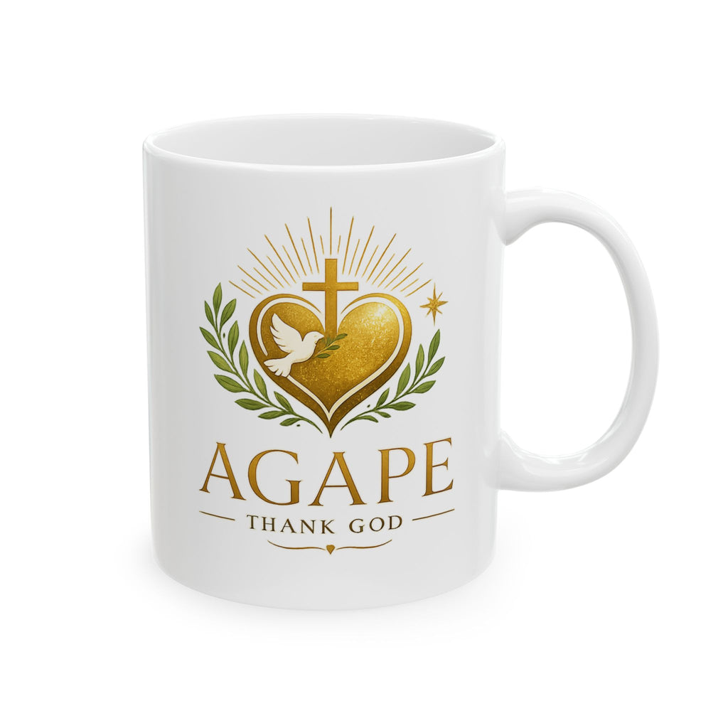Agape Faith Ceramic Mug — "Agape Thank God" Inspirational Christian Coffee Cup (11oz/15oz) Customizable