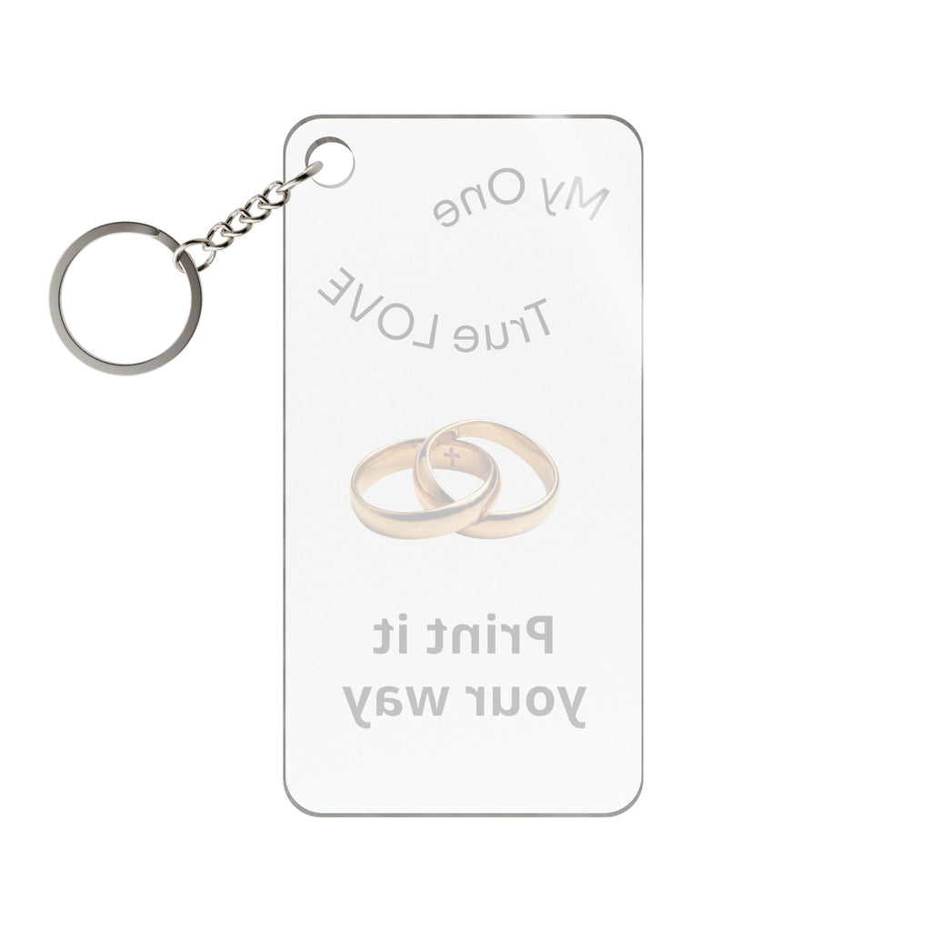 Love Rings Keychain — 'My One True LOVE' Personalized Wedding/Anniversary Keychain Charm