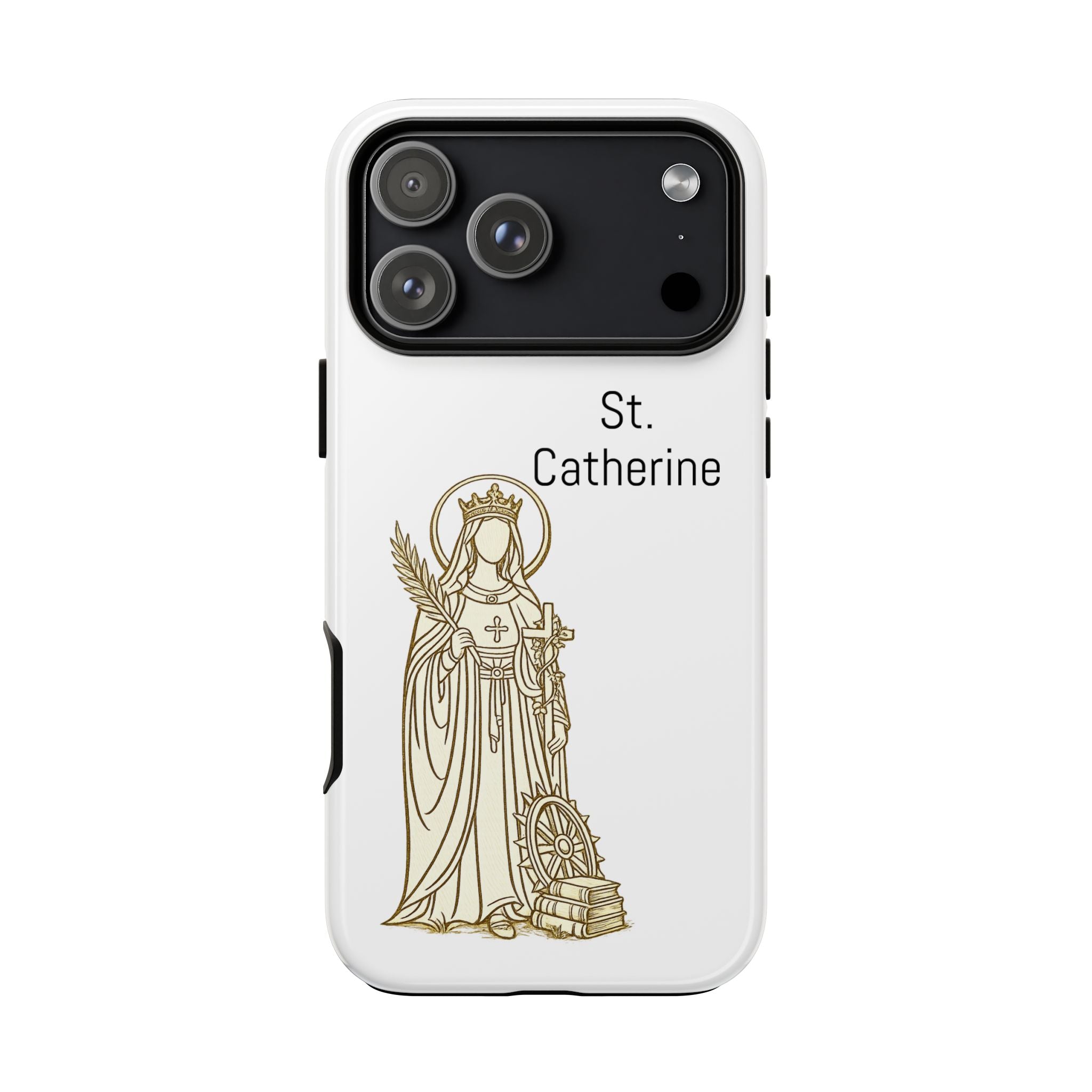 St. Catherine Phone Case — Gold Line Art Religious iPhone Cover