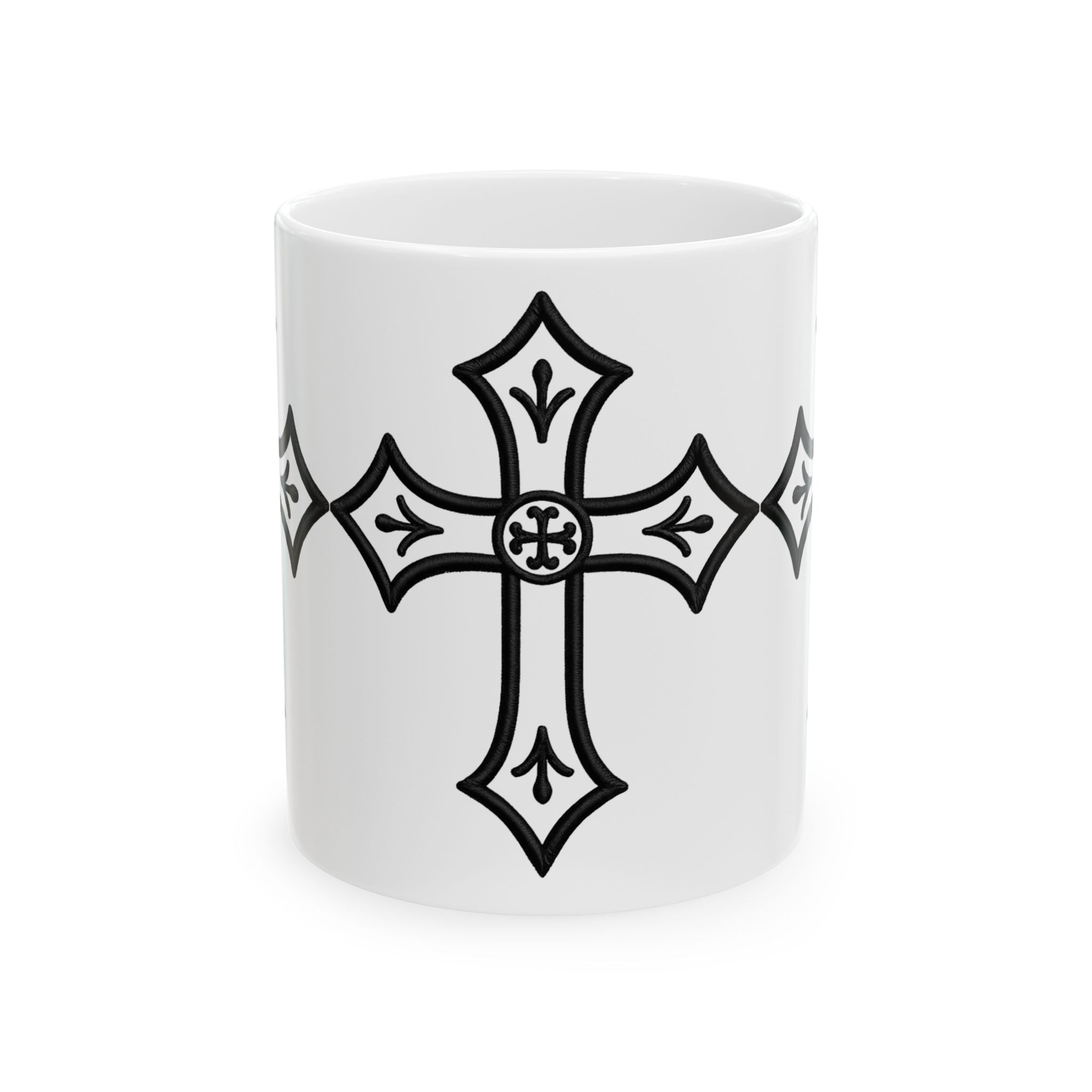 Cross Icon Ceramic Mug —  Christian Coffee Cup (11oz & 15oz)