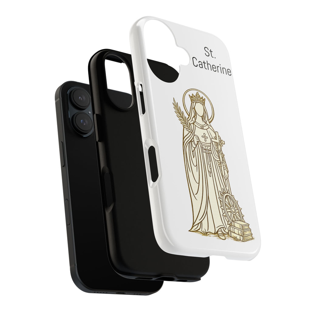 St. Catherine Phone Case — Gold Line Art Religious iPhone Cover
