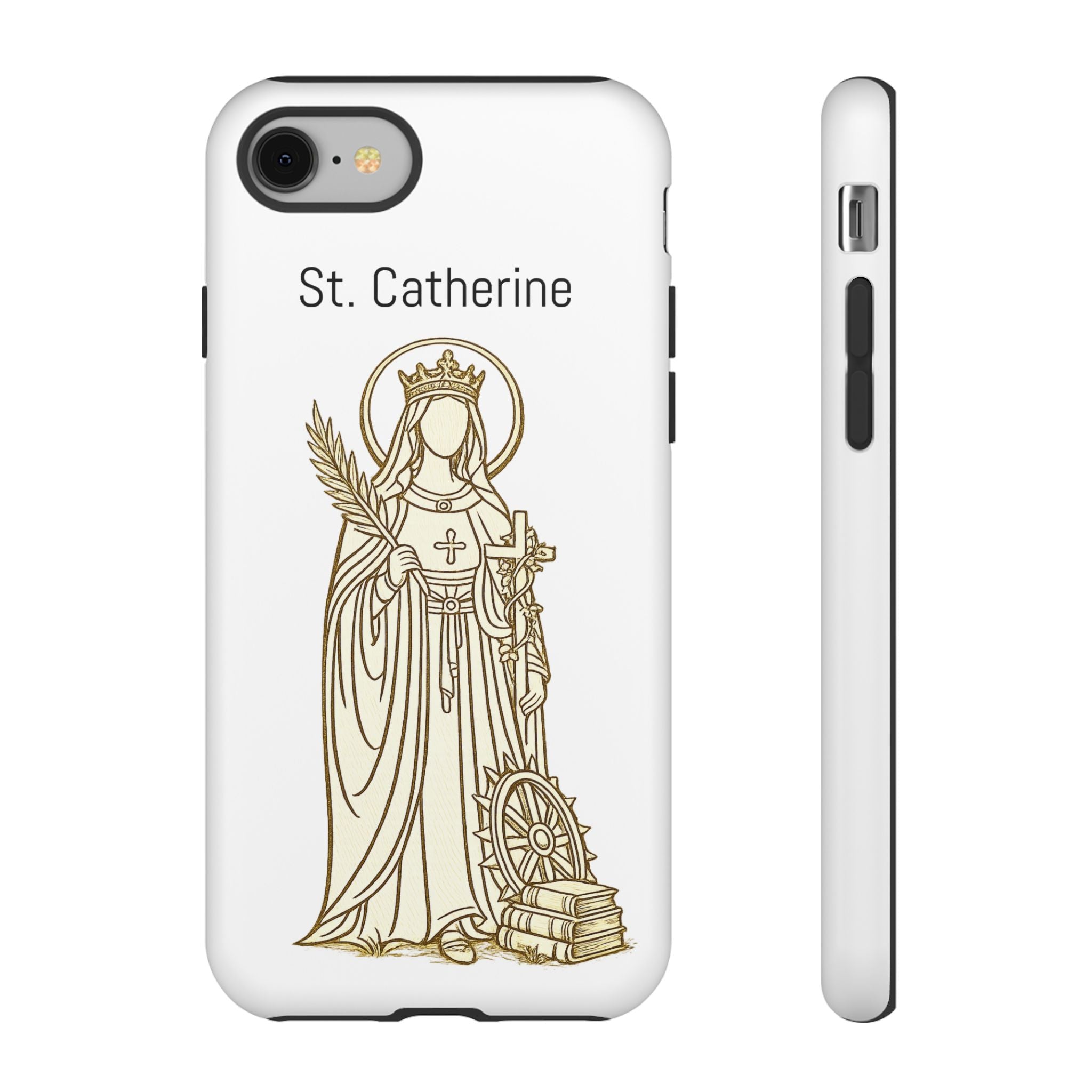 St. Catherine Phone Case — Gold Line Art Religious iPhone Cover