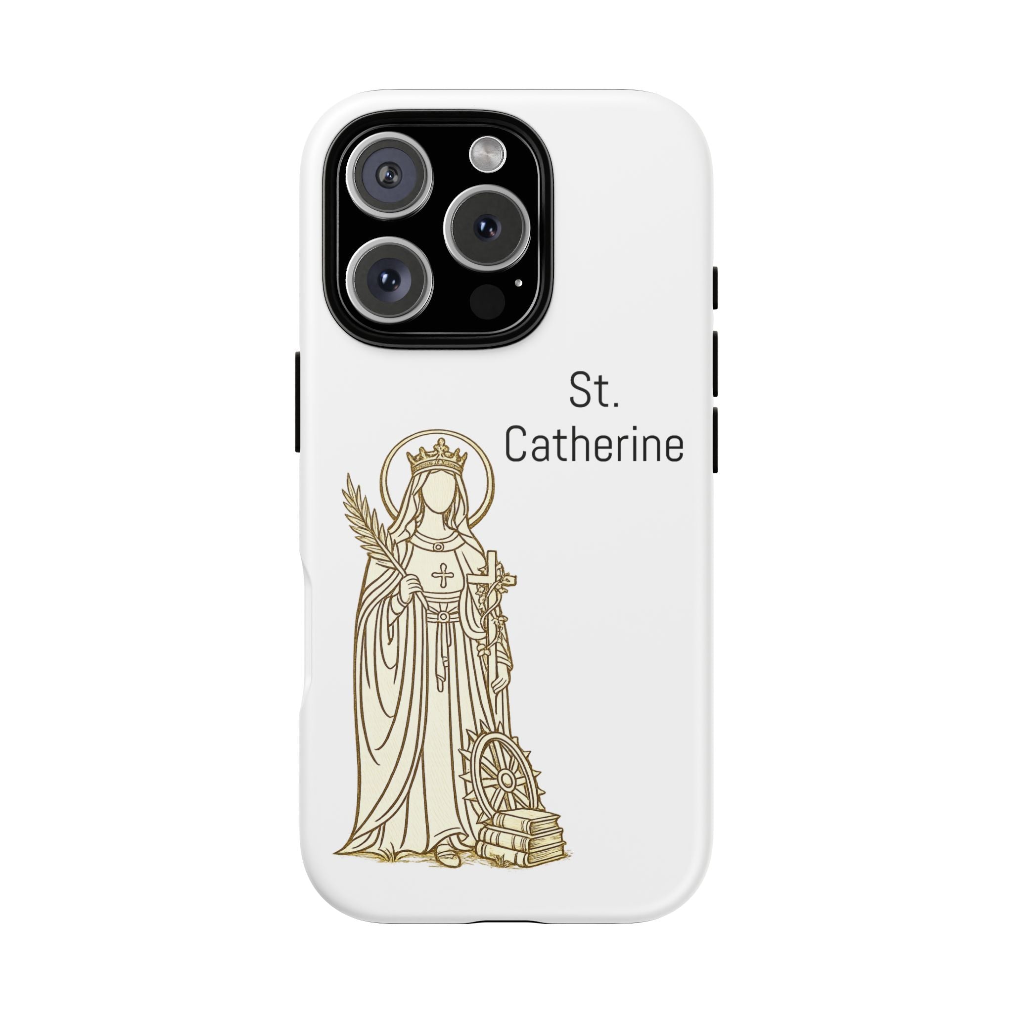 St. Catherine Phone Case — Gold Line Art Religious iPhone Cover