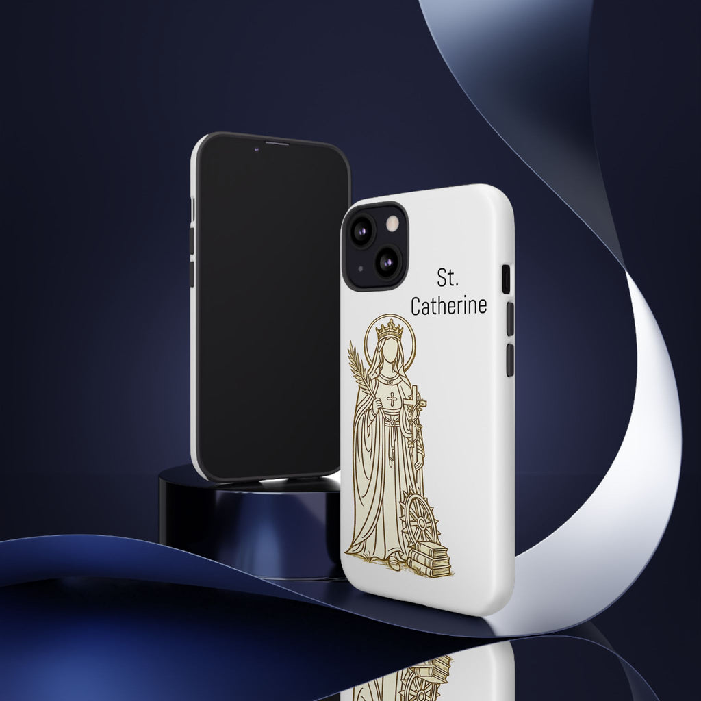 St. Catherine Phone Case — Gold Line Art Religious iPhone Cover