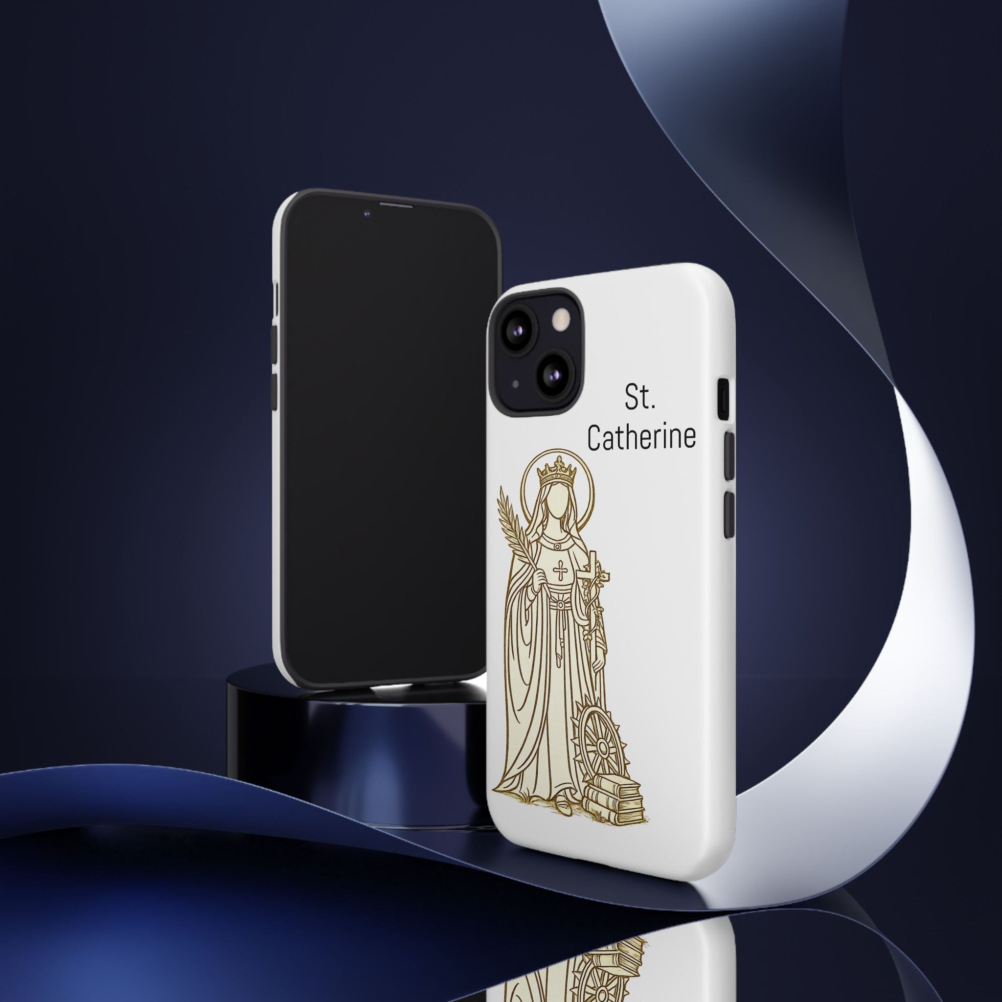 St. Catherine Phone Case — Gold Line Art Religious iPhone Cover