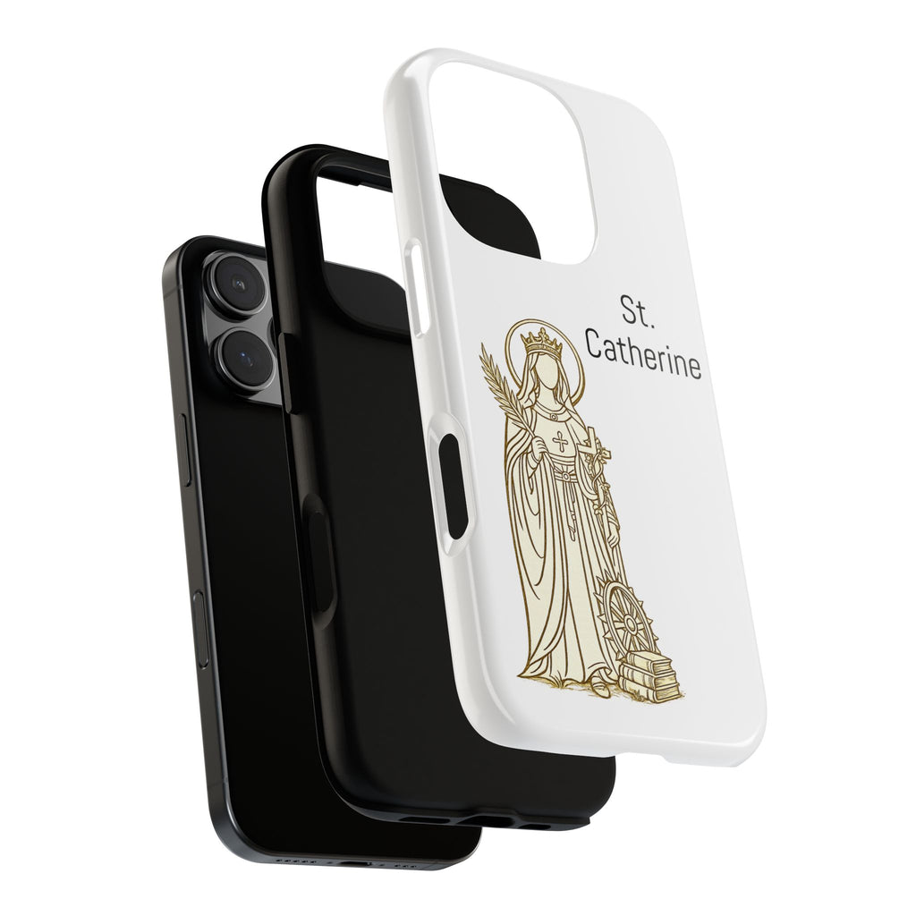 St. Catherine Phone Case — Gold Line Art Religious iPhone Cover