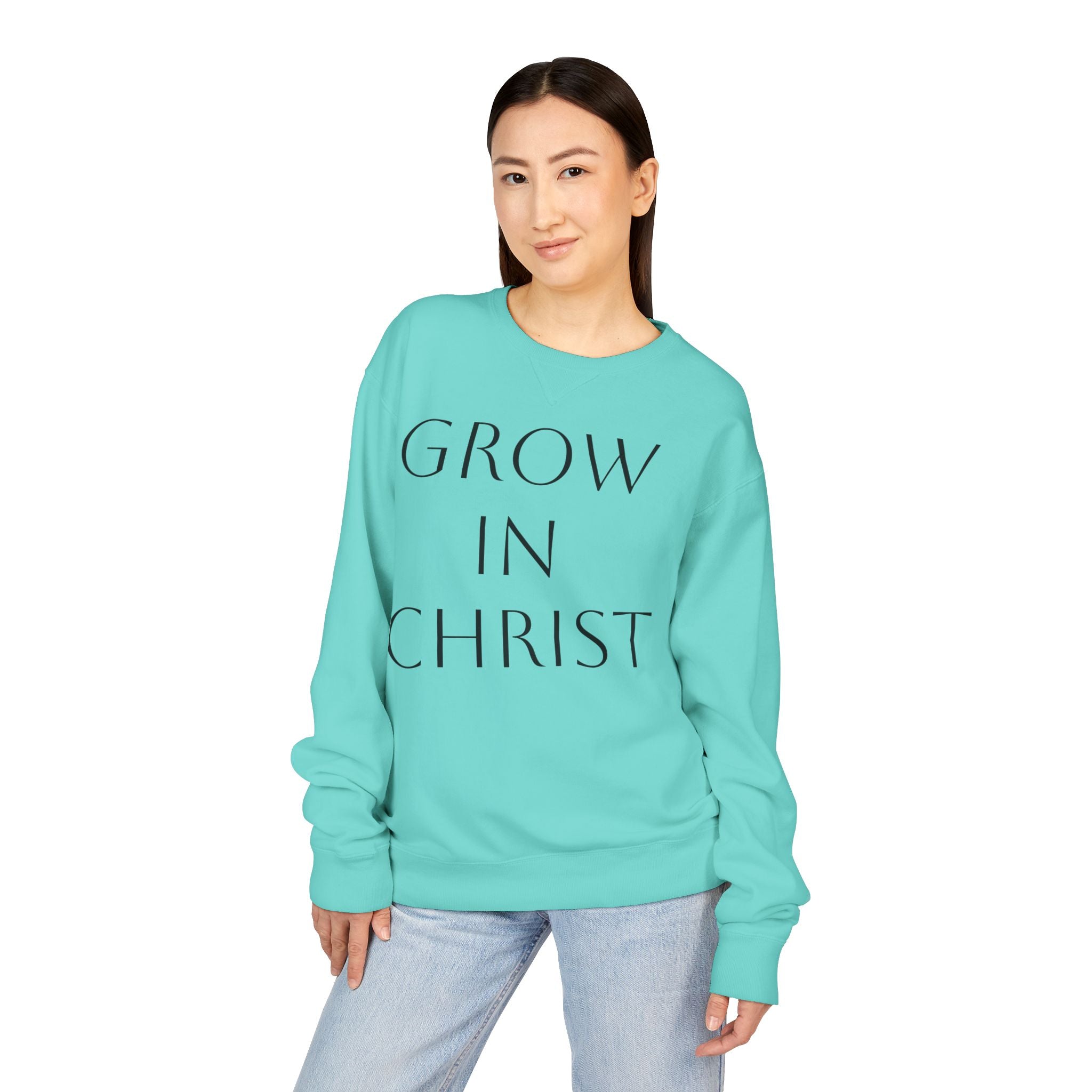 Grow in Christ Crewneck Sweatshirt — Ephesians 4:15 Inspirational Christian Pullover