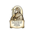 st.Moses Illustration Sticker — "Go, sit in your cell, and your cell will teach you everything." Kiss-Cut Sticker