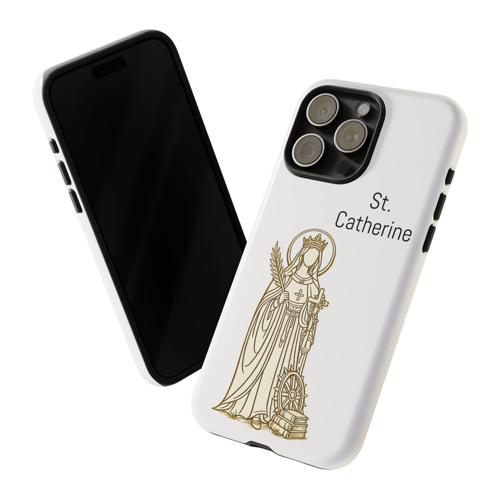 St. Catherine Phone Case — Gold Line Art Religious iPhone Cover