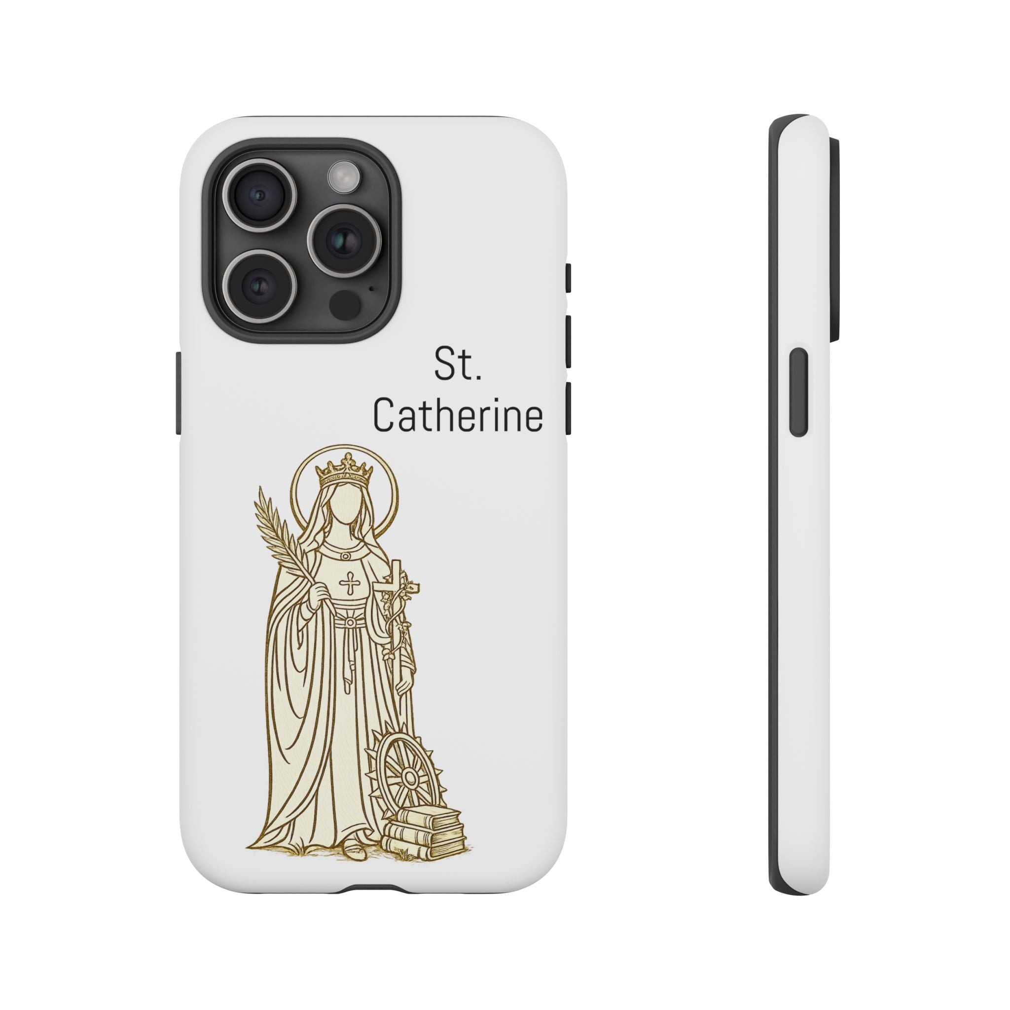 St. Catherine Phone Case — Gold Line Art Religious iPhone Cover
