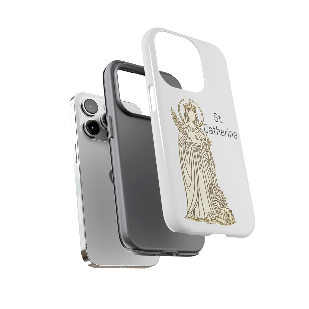 St. Catherine Phone Case — Gold Line Art Religious iPhone Cover