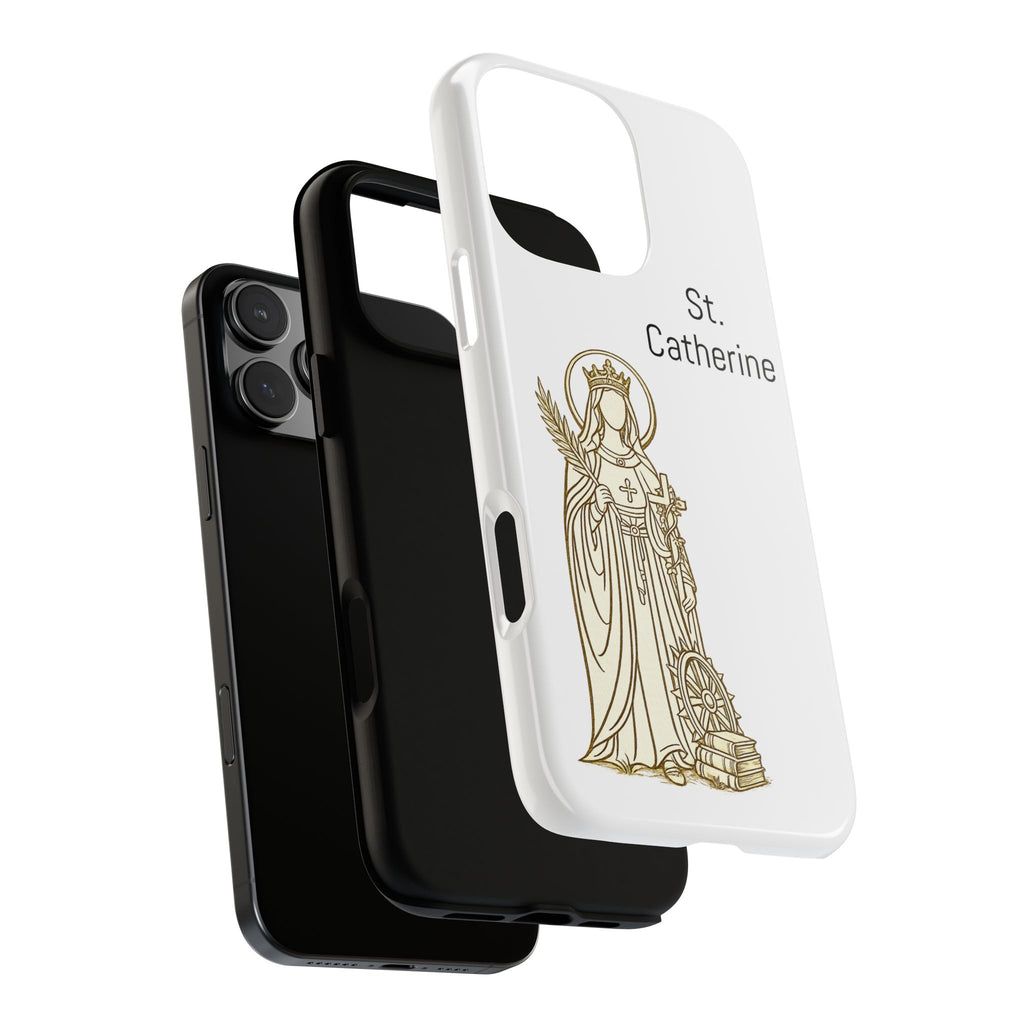St. Catherine Phone Case — Gold Line Art Religious iPhone Cover