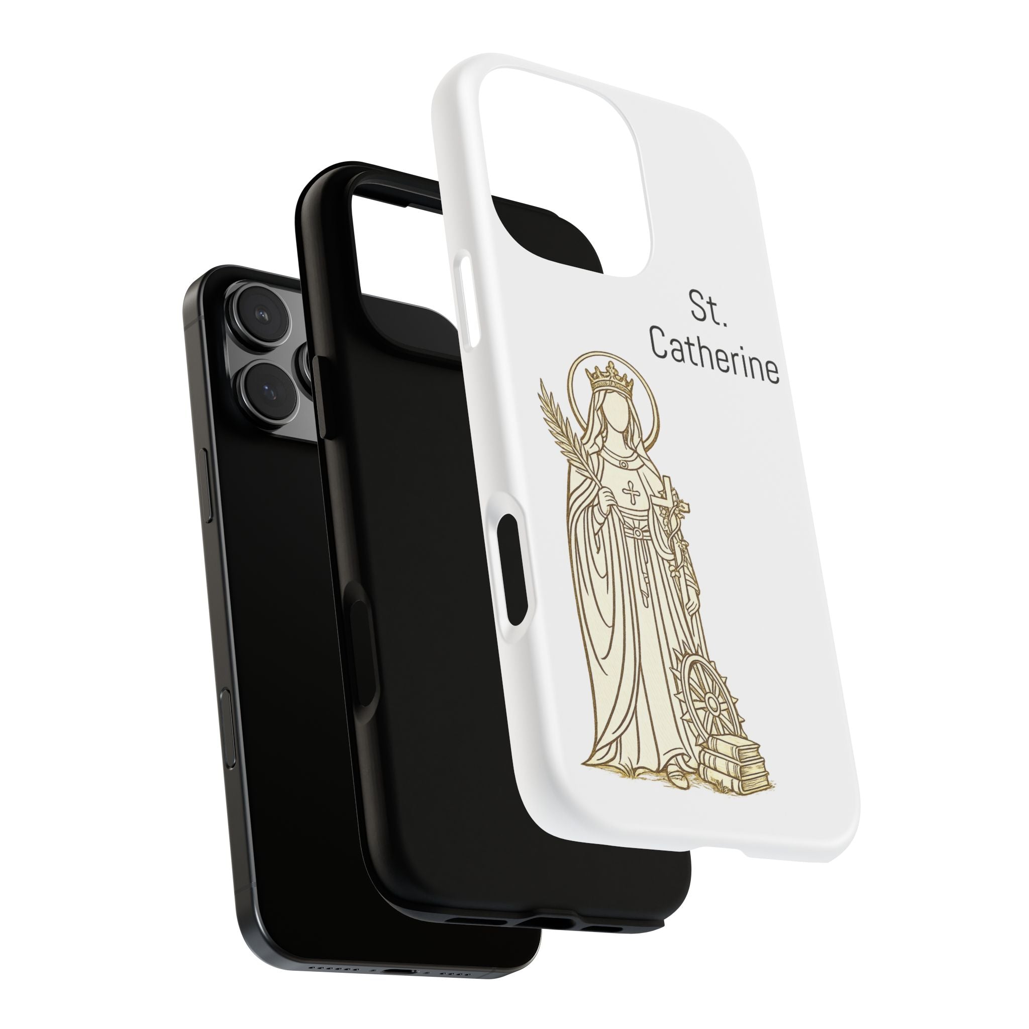 St. Catherine Phone Case — Gold Line Art Religious iPhone Cover