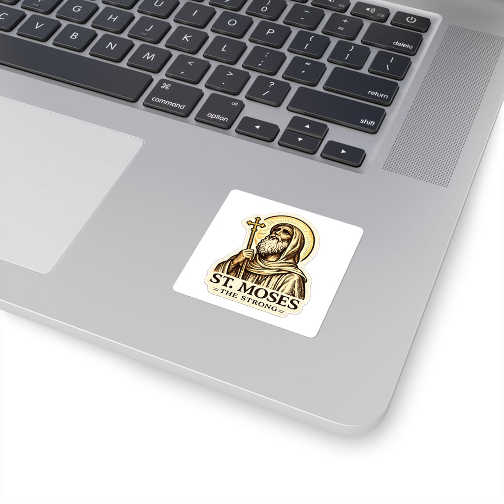 St. Moses Square Sticker — Vintage Religious Saint Decal