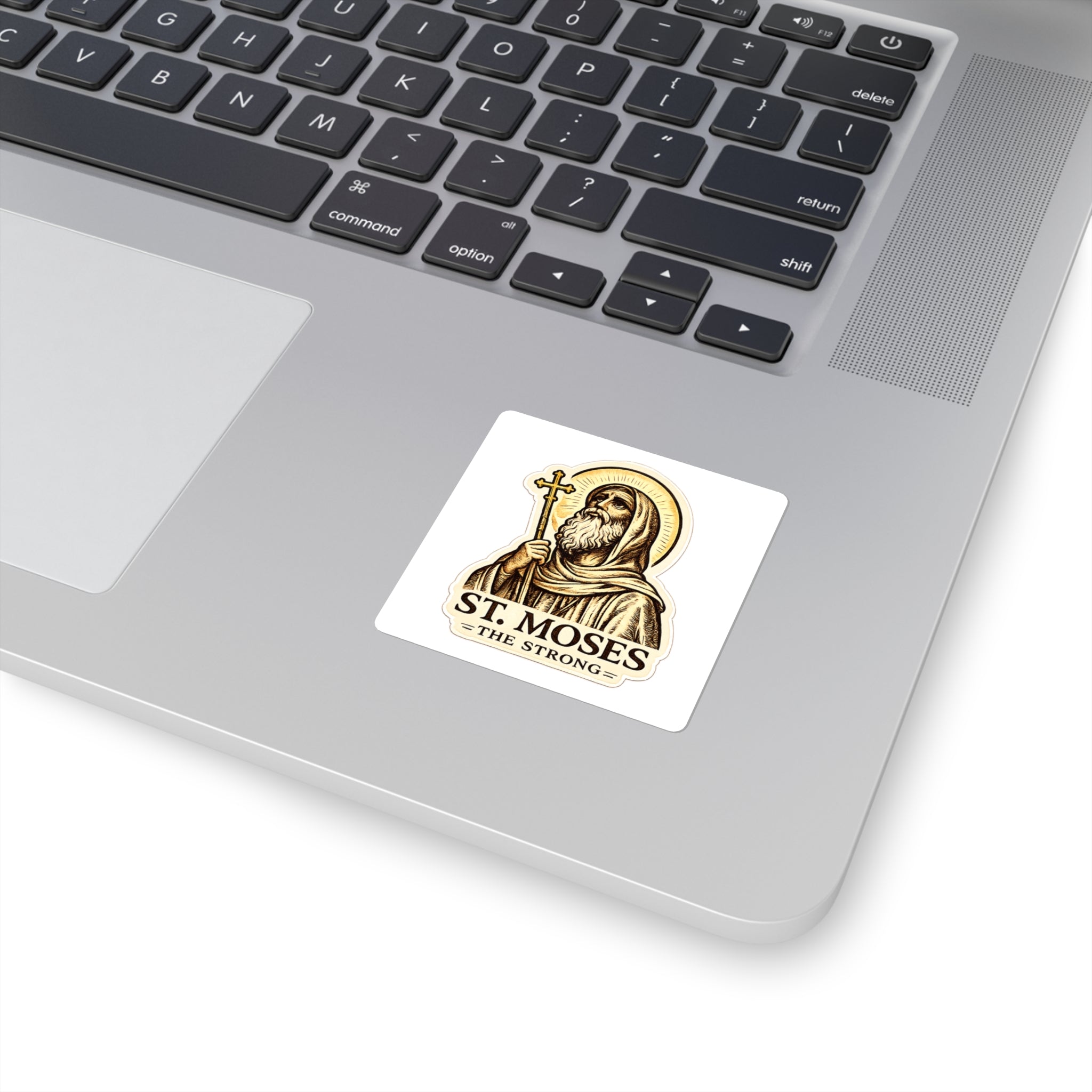 St. Moses Square Sticker — Vintage Religious Saint Decal