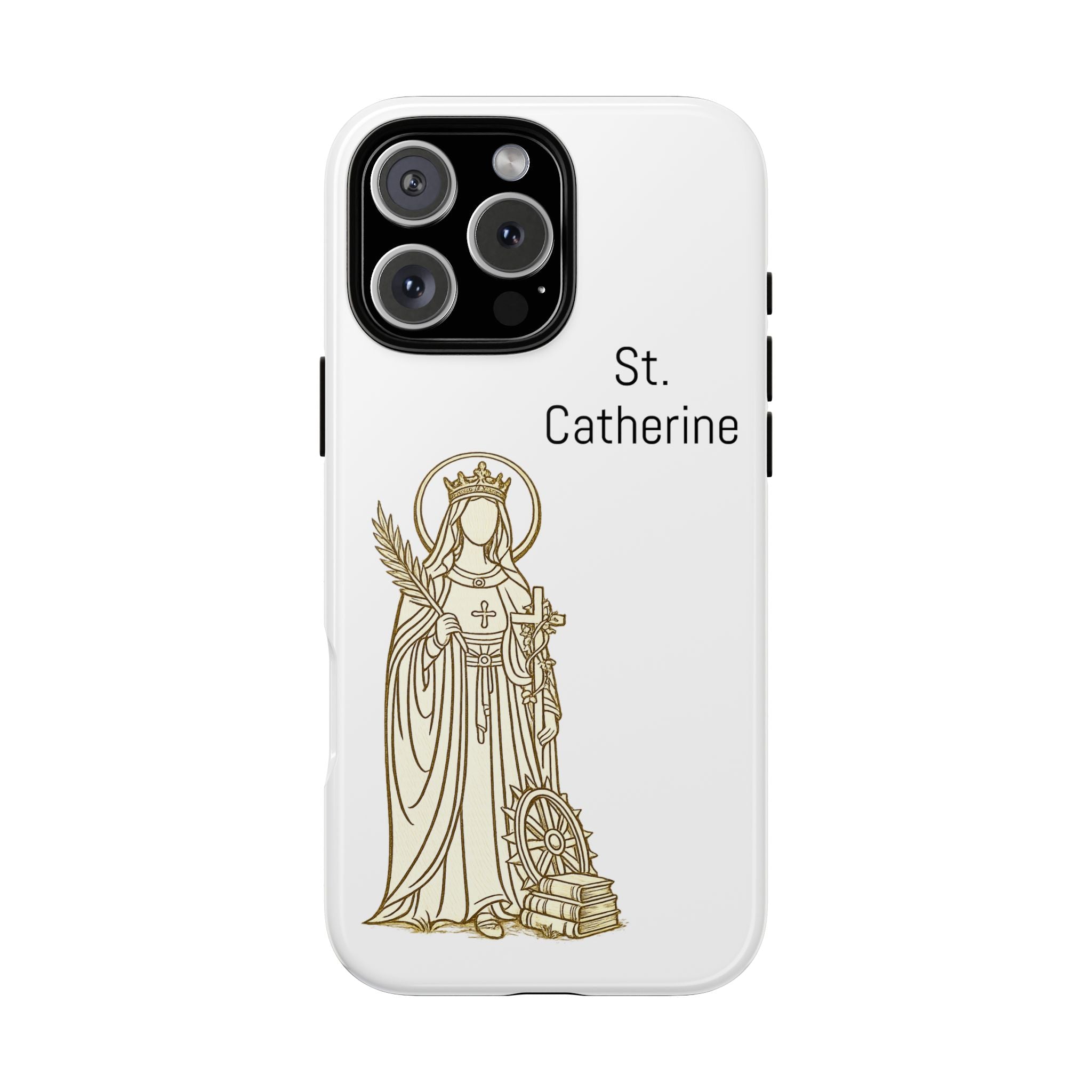 St. Catherine Phone Case — Gold Line Art Religious iPhone Cover