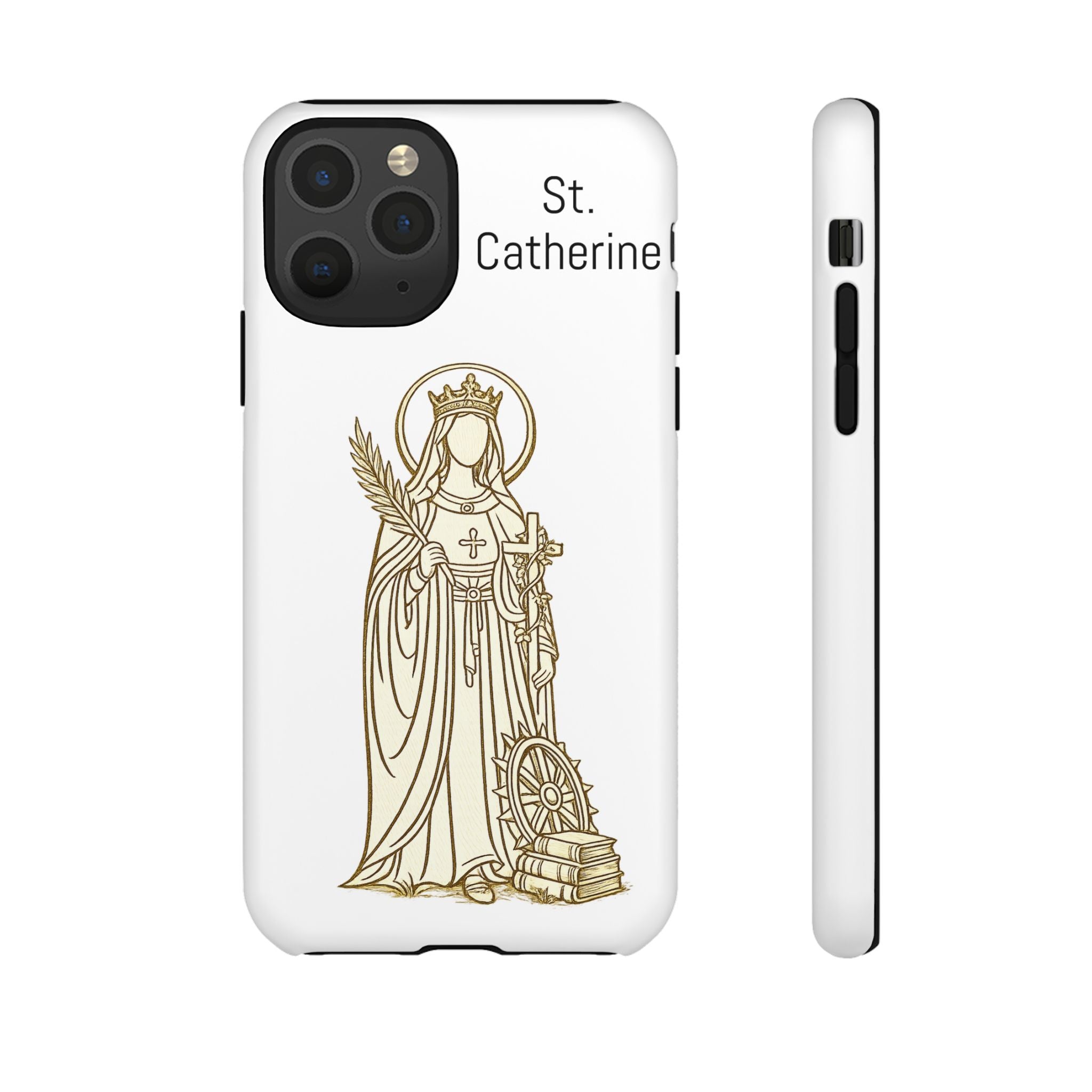 St. Catherine Phone Case — Gold Line Art Religious iPhone Cover