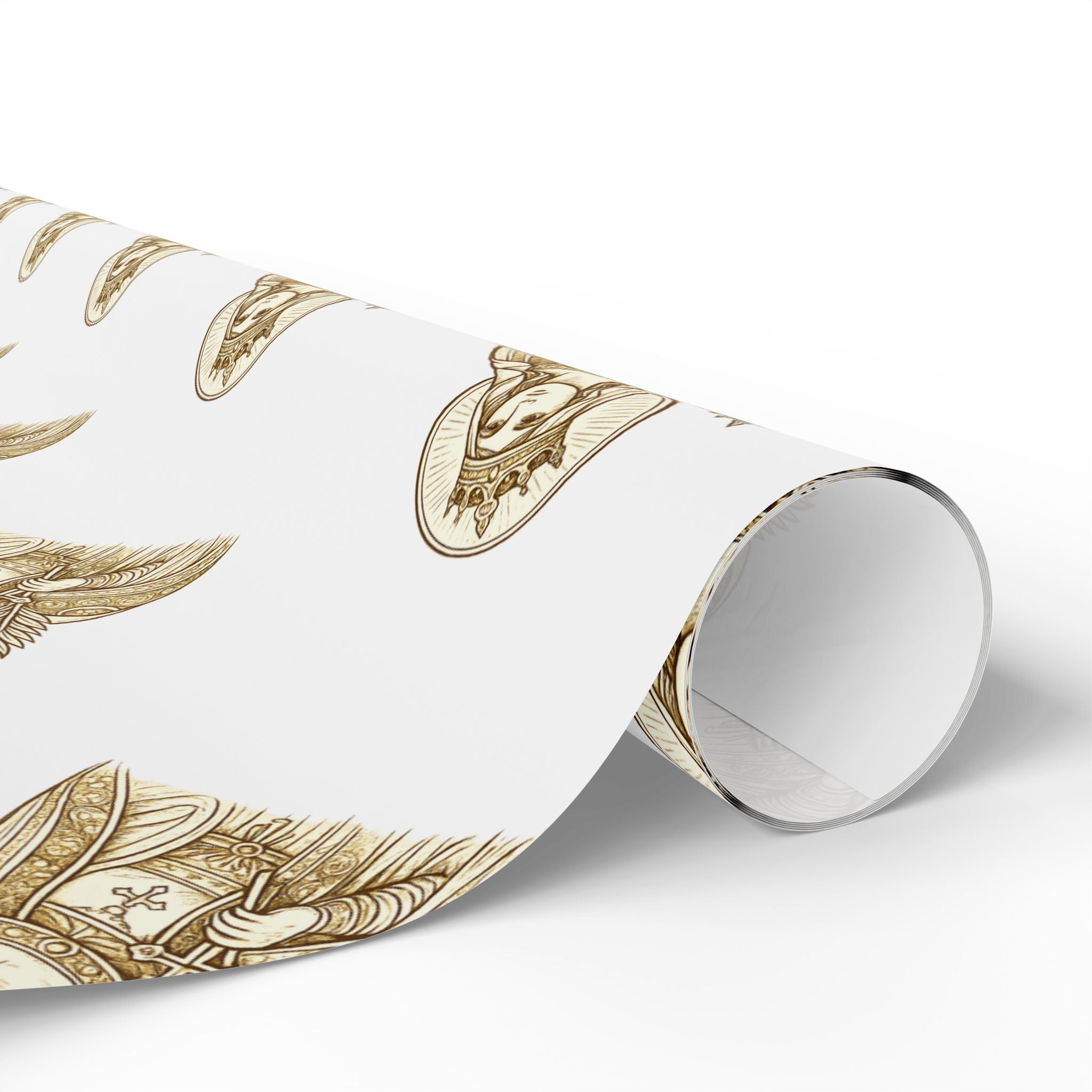 st. catherine Pattern Gift Wrap — Gold Wrapping Paper Roll for Christmas