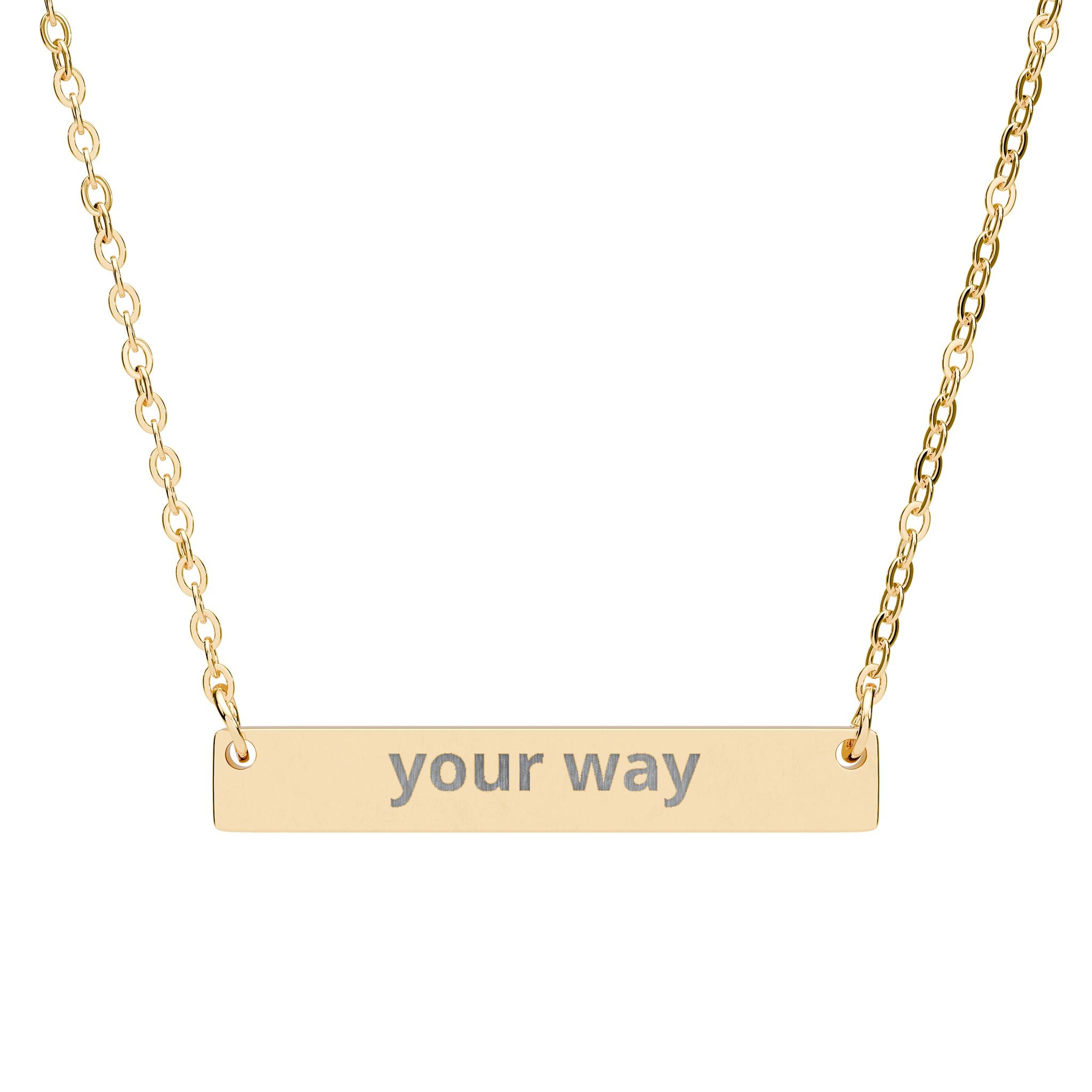 Engravable Horizontal Bar Necklace — Personalized 'your way' Silver Pendant