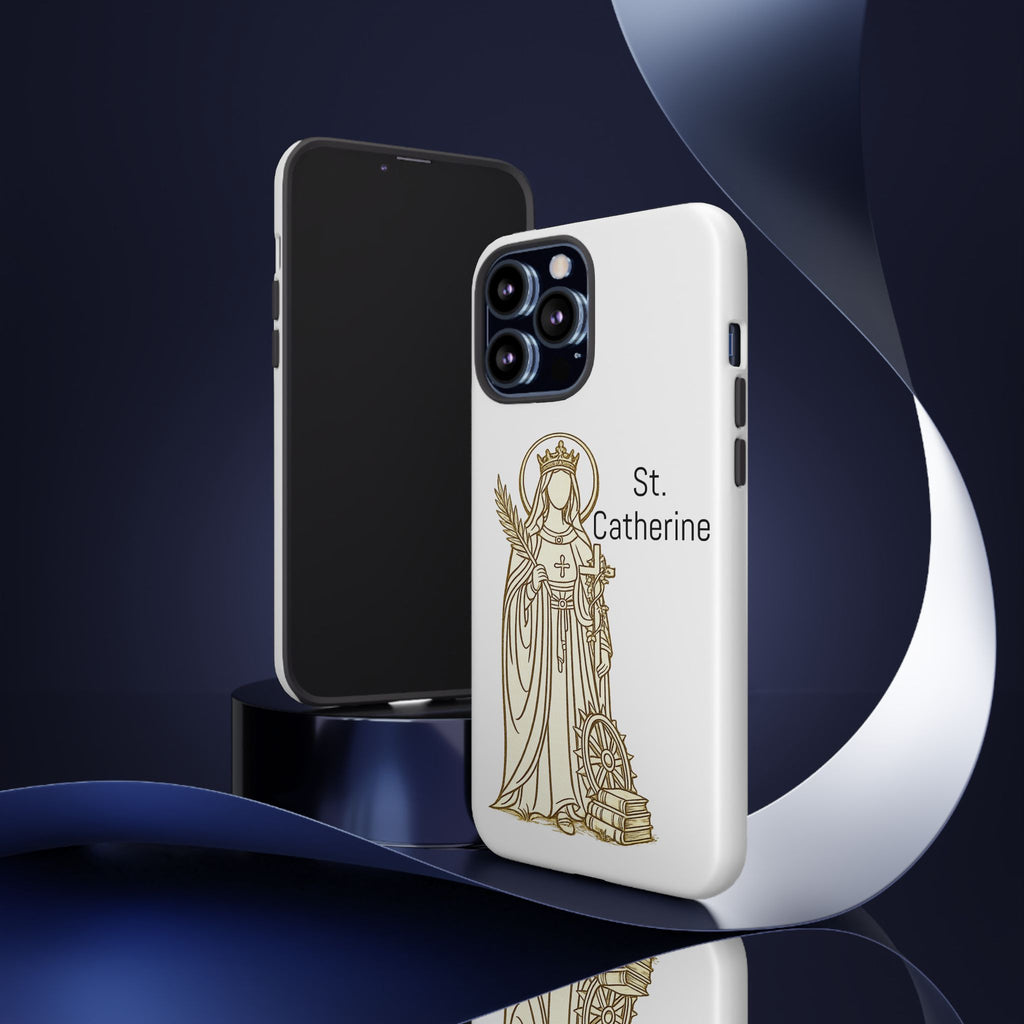 St. Catherine Phone Case — Gold Line Art Religious iPhone Cover