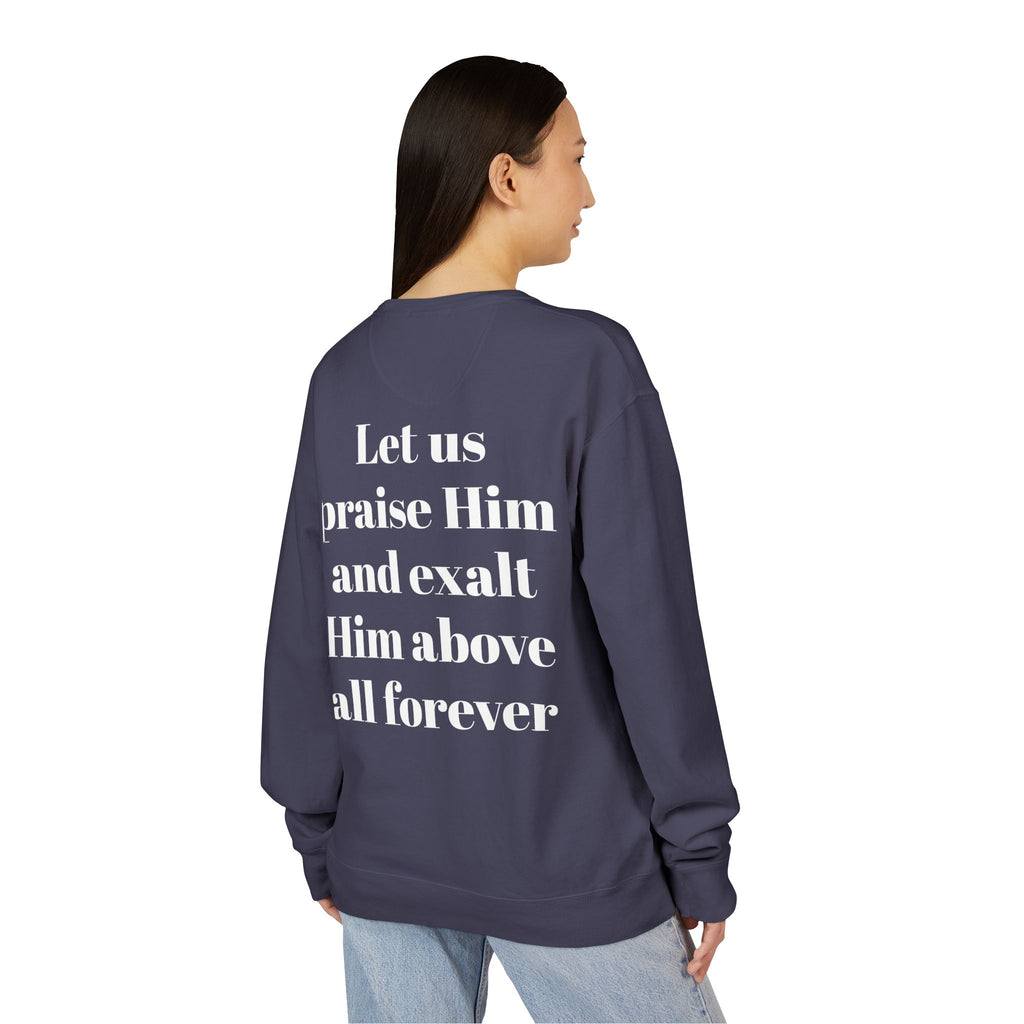 Praise Crewneck Sweatshirt — "Tasbeha Core" with Back Scripture Quote