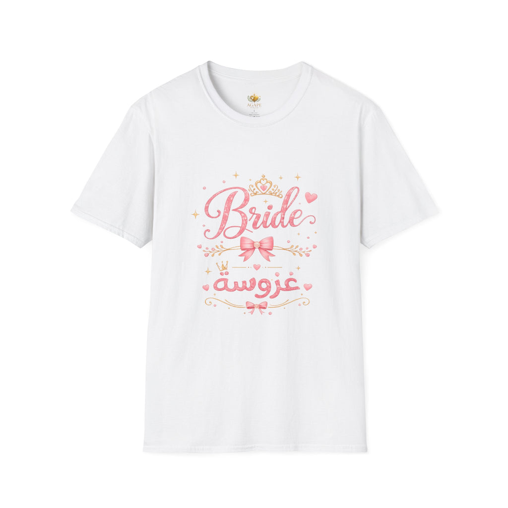 Bride T-Shirt — Pink Princess Bridal Tee with Crown & Bow