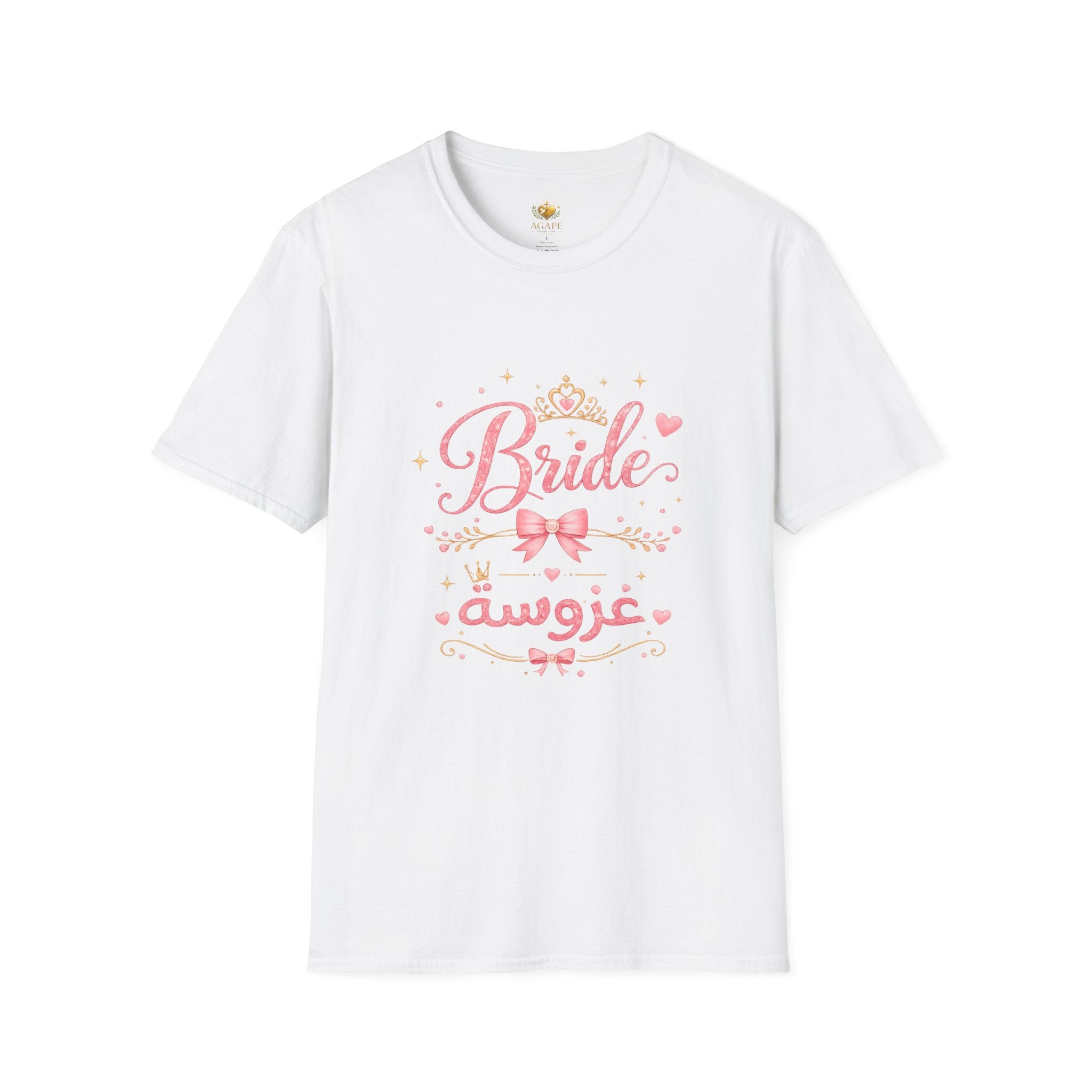 Bride T-Shirt — Pink Princess Bridal Tee with Crown & Bow