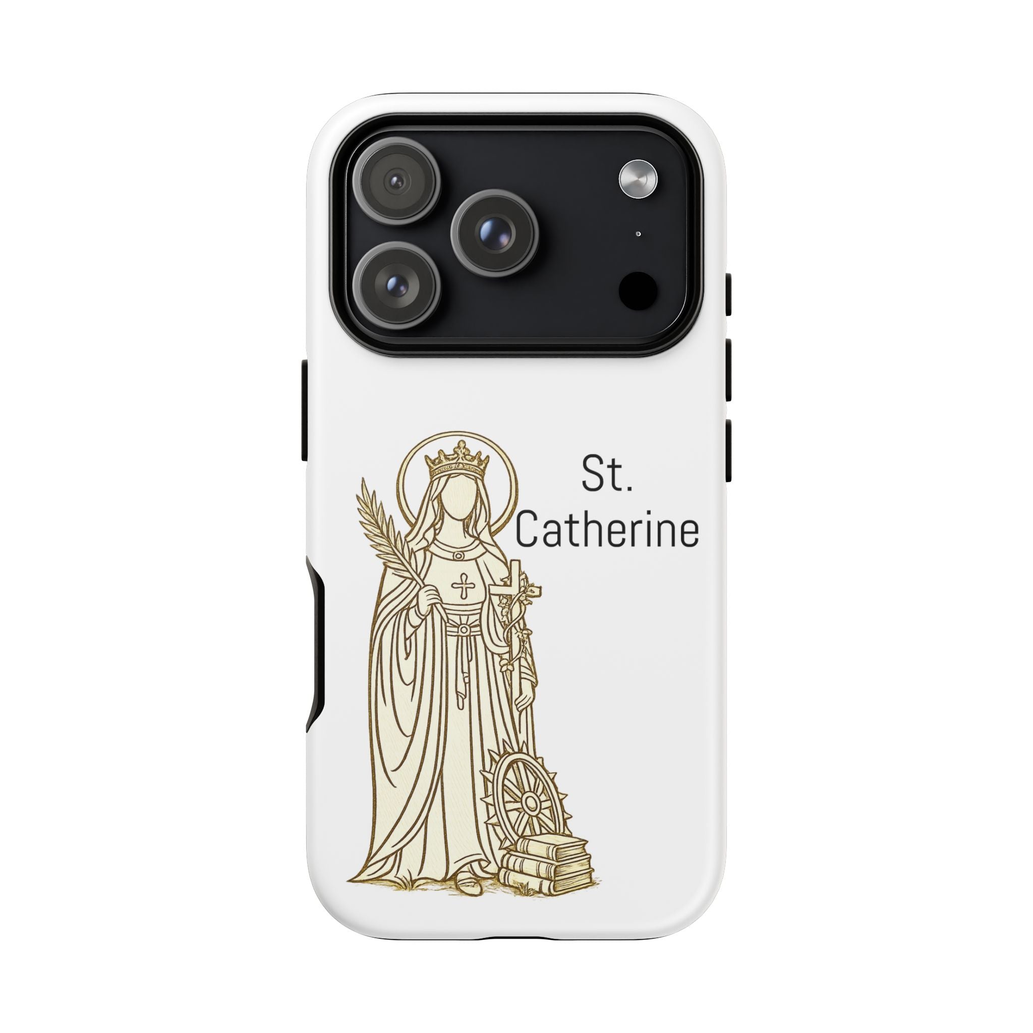 St. Catherine Phone Case — Gold Line Art Religious iPhone Cover