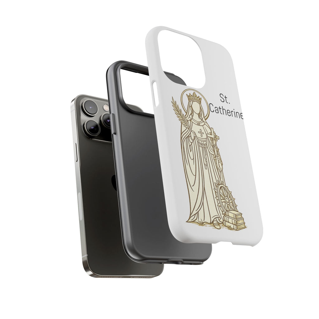 St. Catherine Phone Case — Gold Line Art Religious iPhone Cover