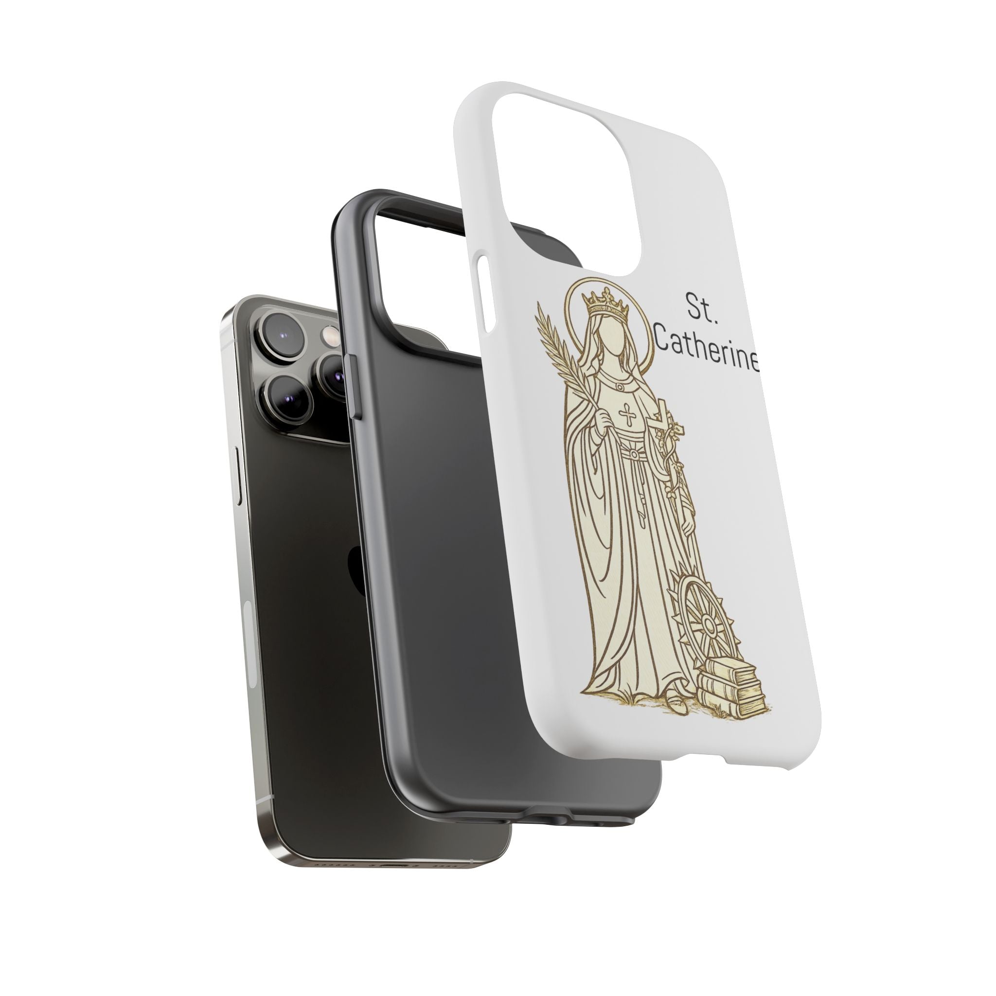 St. Catherine Phone Case — Gold Line Art Religious iPhone Cover
