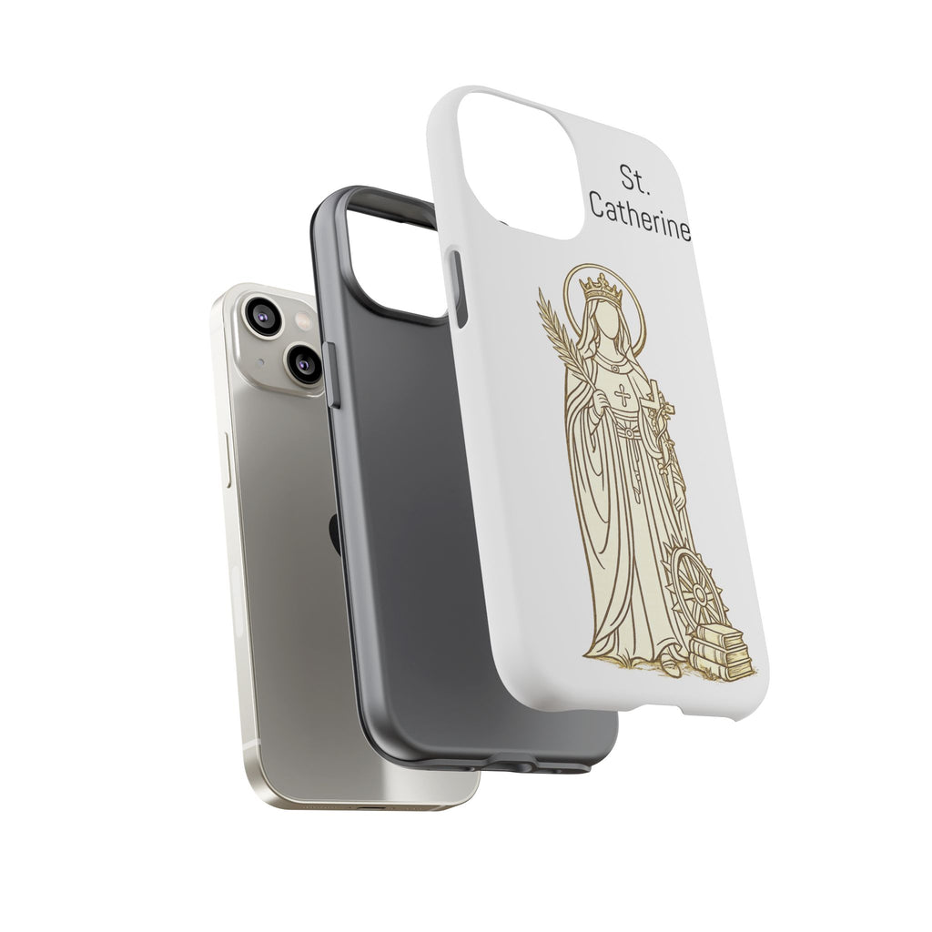 St. Catherine Phone Case — Gold Line Art Religious iPhone Cover