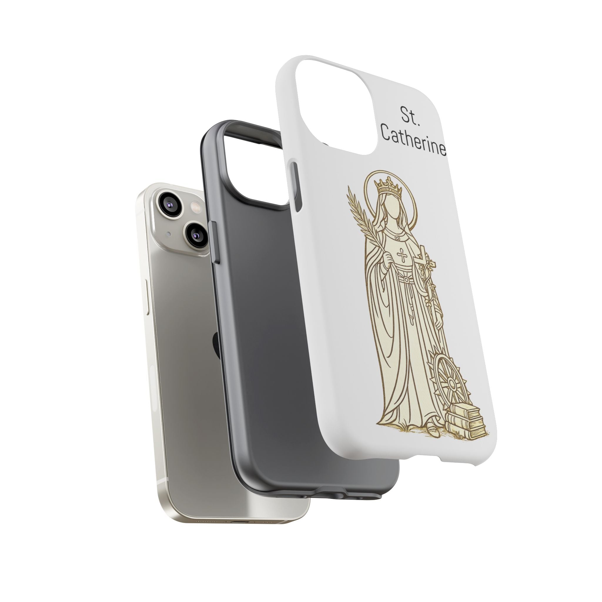 St. Catherine Phone Case — Gold Line Art Religious iPhone Cover
