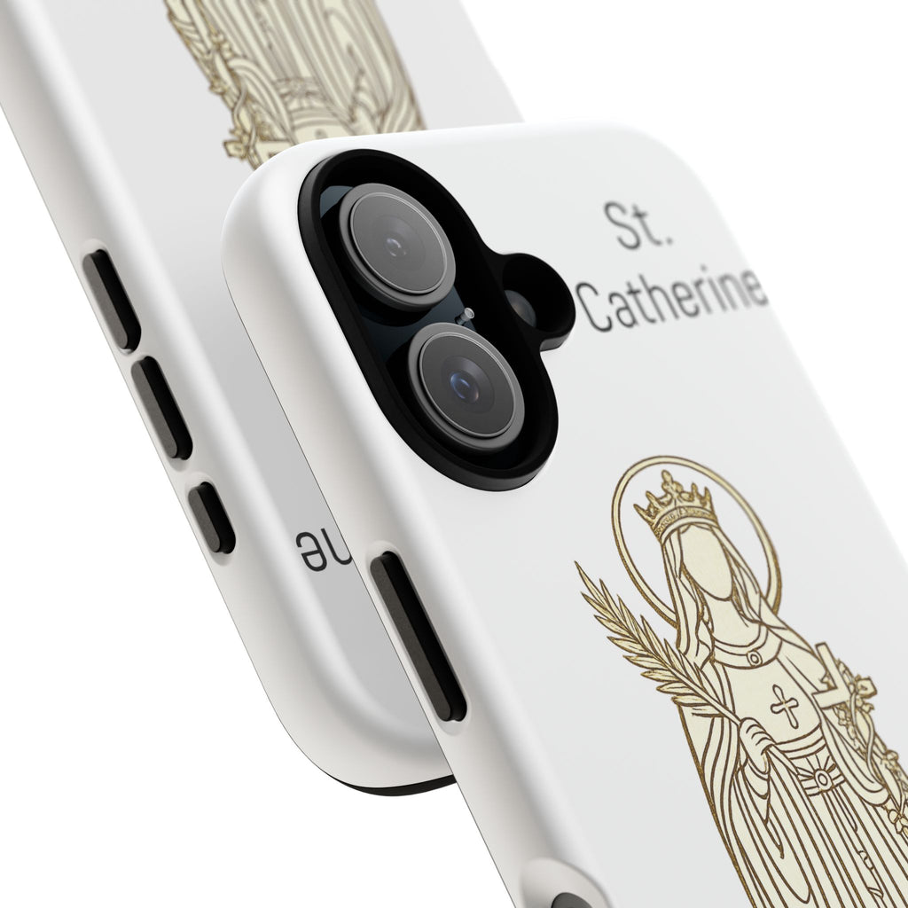 St. Catherine Phone Case — Gold Line Art Religious iPhone Cover