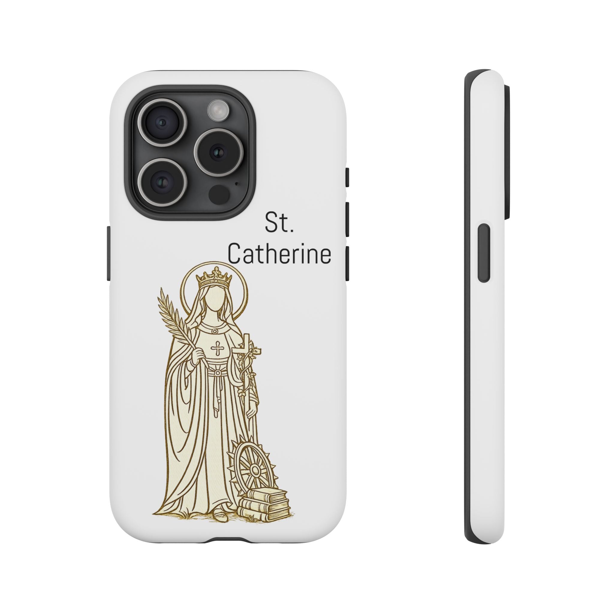 St. Catherine Phone Case — Gold Line Art Religious iPhone Cover