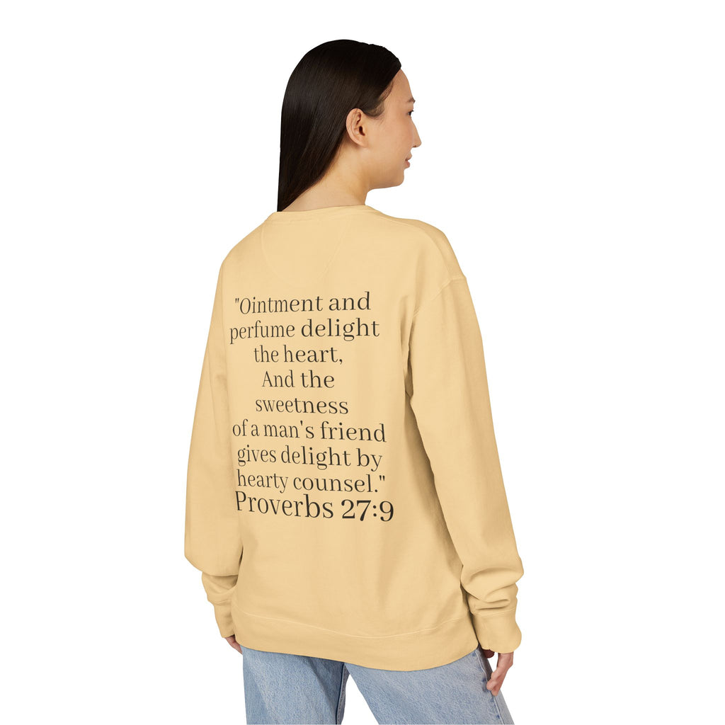 Besties Crewneck Sweatshirt — "Besties" Front & Proverbs 27:9 Back