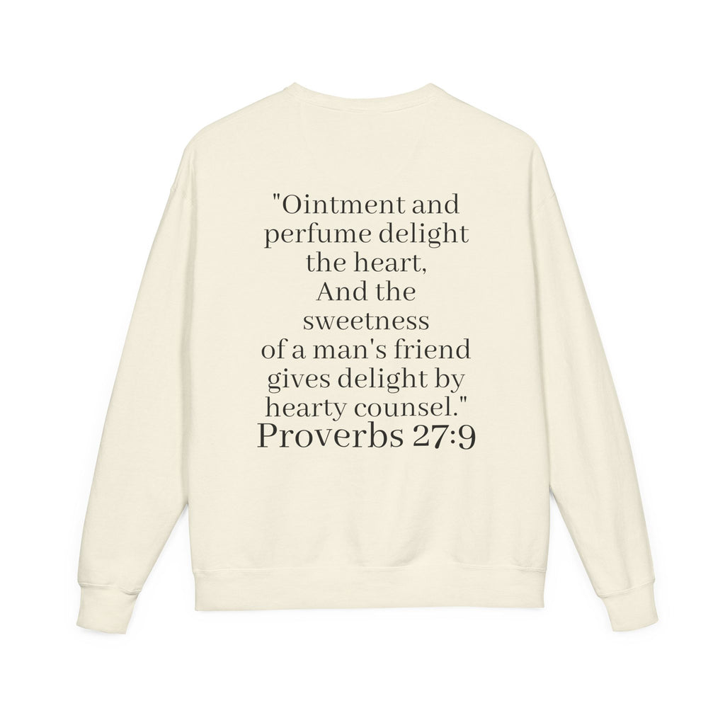 Besties Crewneck Sweatshirt — "Besties" Front & Proverbs 27:9 Back