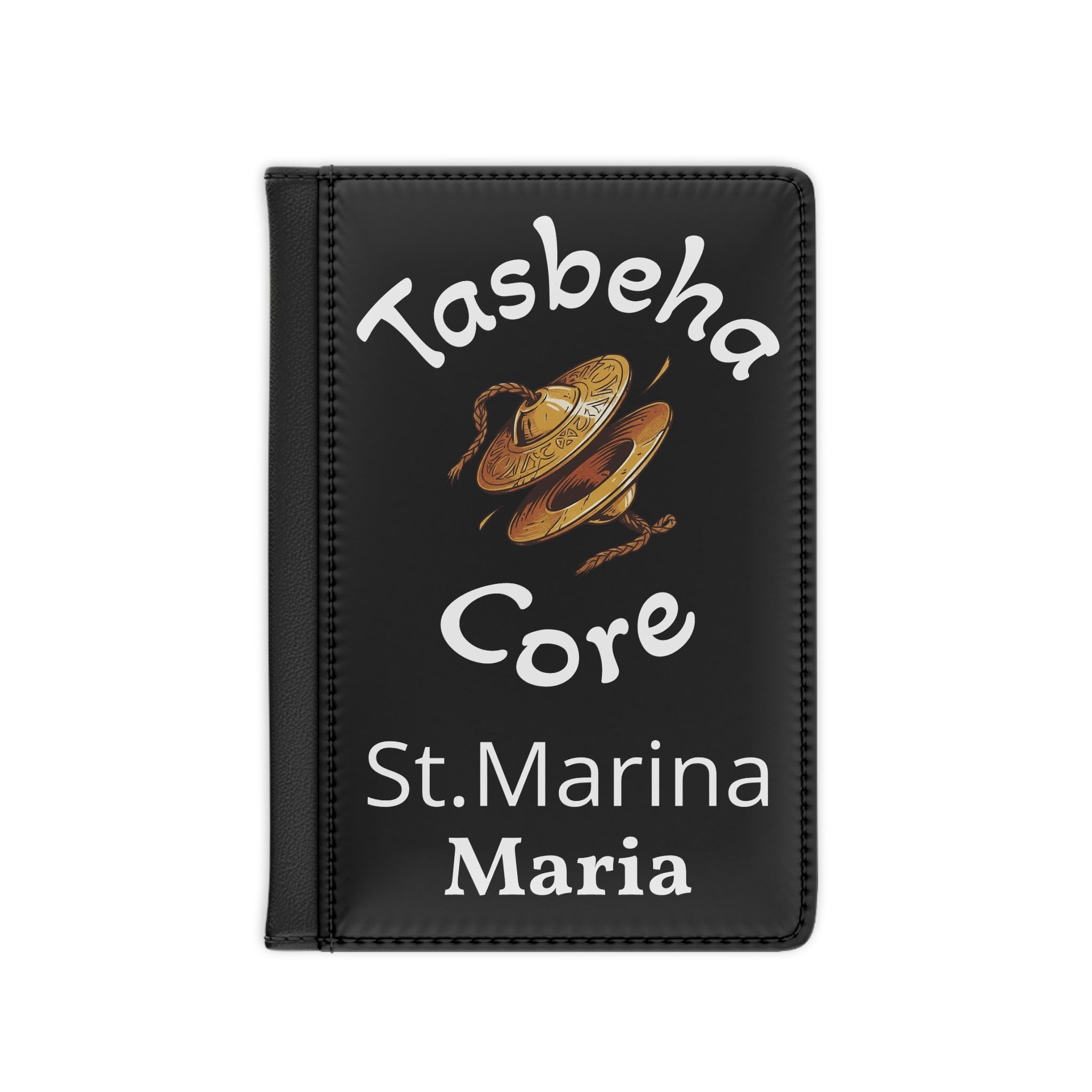 Custom Tasbeha Core Passport Cover — Leather Travel Passport Holder with Coptic Hat Design