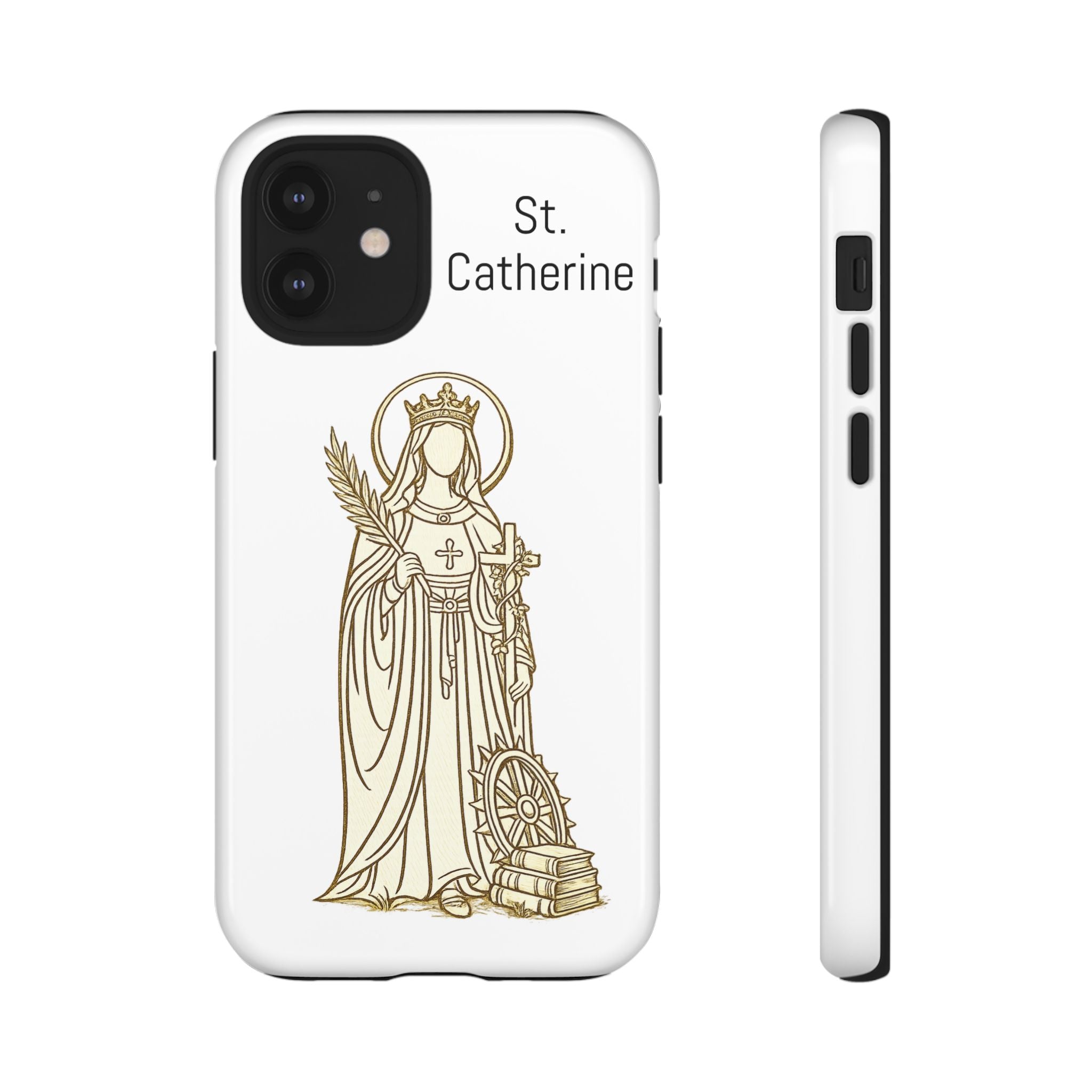 St. Catherine Phone Case — Gold Line Art Religious iPhone Cover