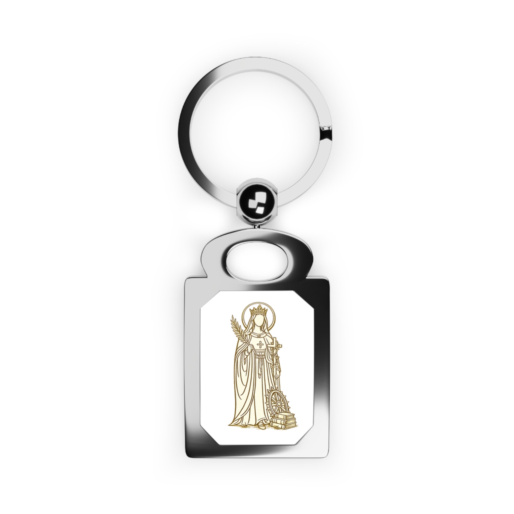 Saint catherine Rectangle Photo Keyring — Personalized Religious Photo Keychain
